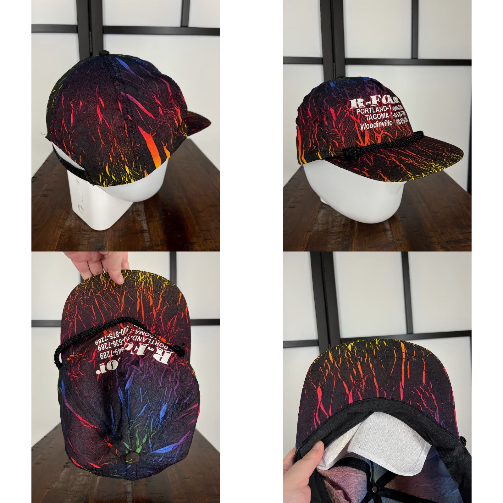 Vintage KC Collections Hat Cap Snap Back Adult One Size Black Red Abstract Poly Geometric 90s Beach Mens Size ONE SIZE - 8 Thumbnail