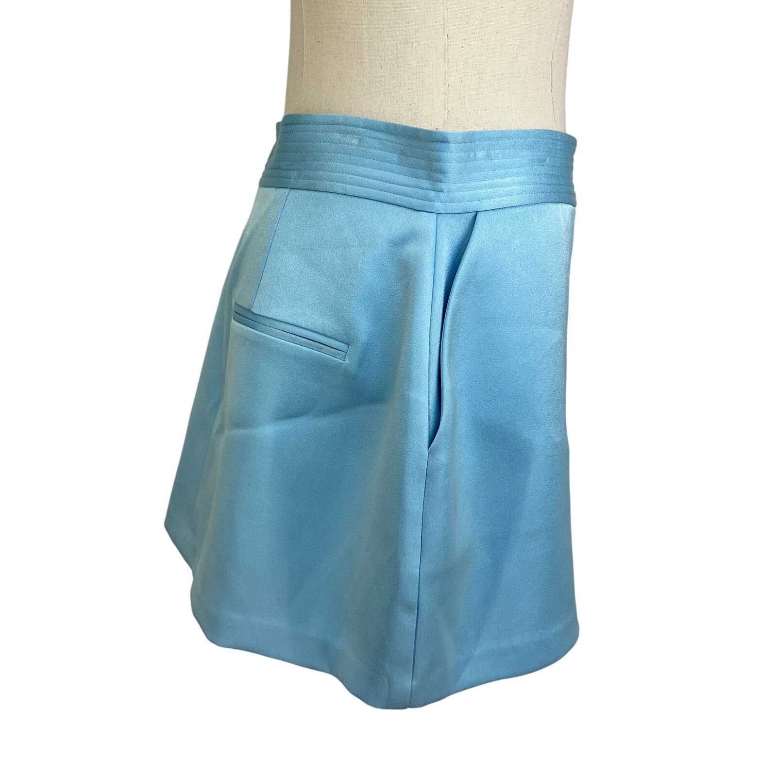 Alex Perry Alex Perry Lark Mini Skirt Blue Satin Crepe Size 32" / US 10 / IT 46 - 8 Thumbnail
