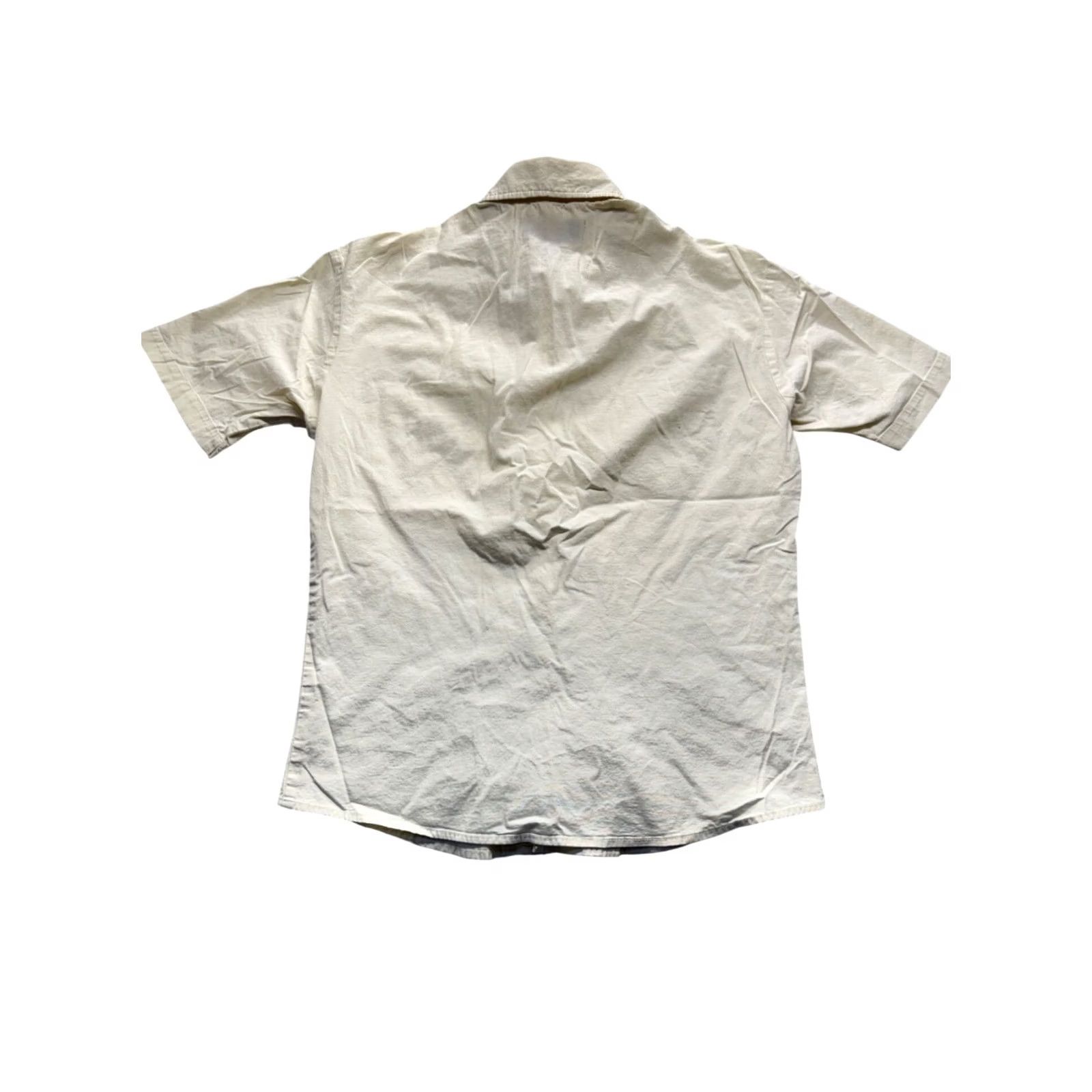 Vintage BC Ethic Button-Up Shirt Short Sleeve M Mens Beige Cotton Spandex Size US M / EU 48-50 / 2 - 2 Thumbnail