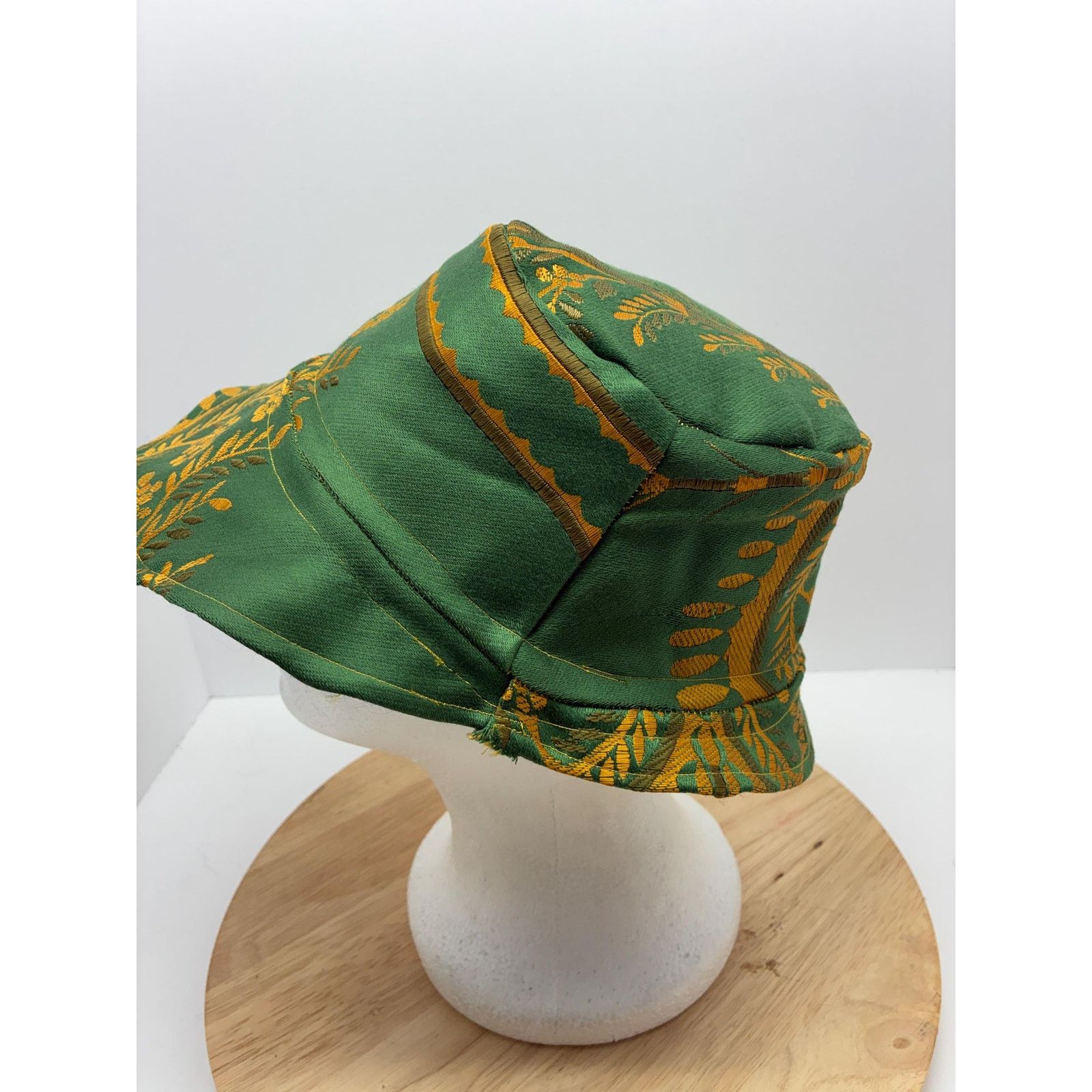 Other Upcycled Tapestry Bucket Hat – Forest Green & Gold Floral Size ONE SIZE - 4 Thumbnail