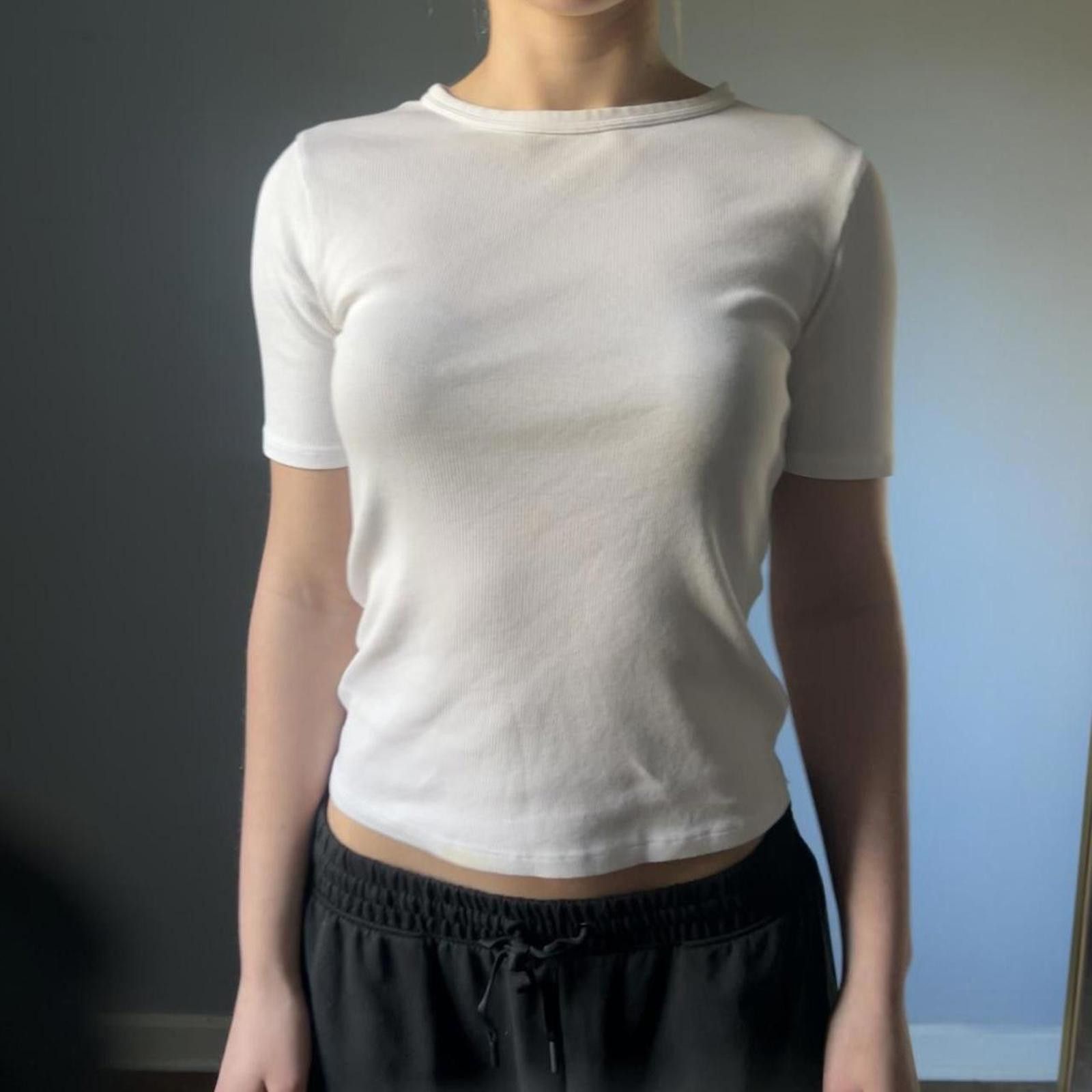 Zara White ribbed cotton t-shirt Size S / US 4 / IT 40 - 2 Thumbnail