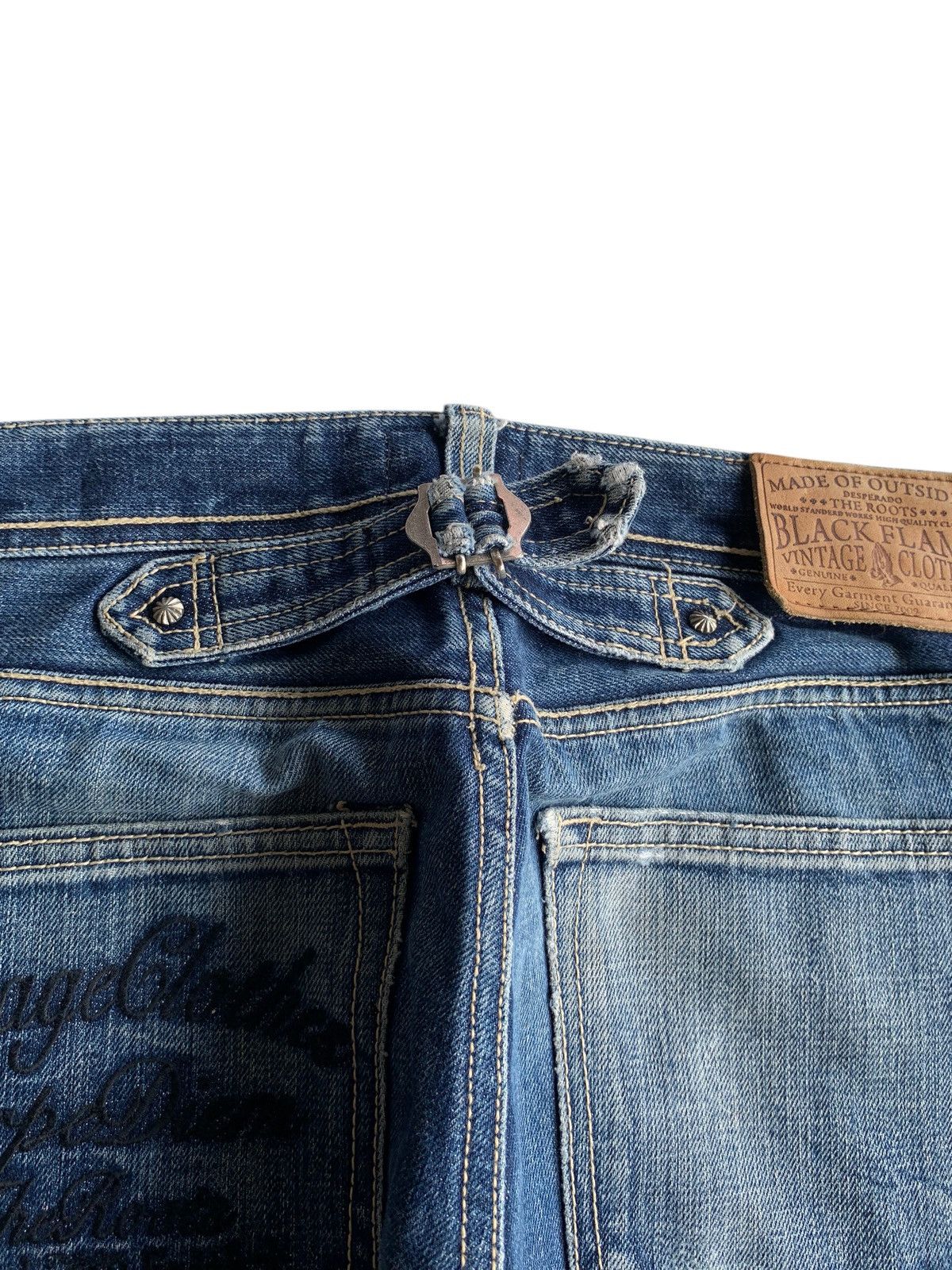 Other RARE BLACK FRAME SELVEDGE BUCKLE BACK FADED DISTRESSED DENIM Size US 32 / EU 48 - 12 Thumbnail