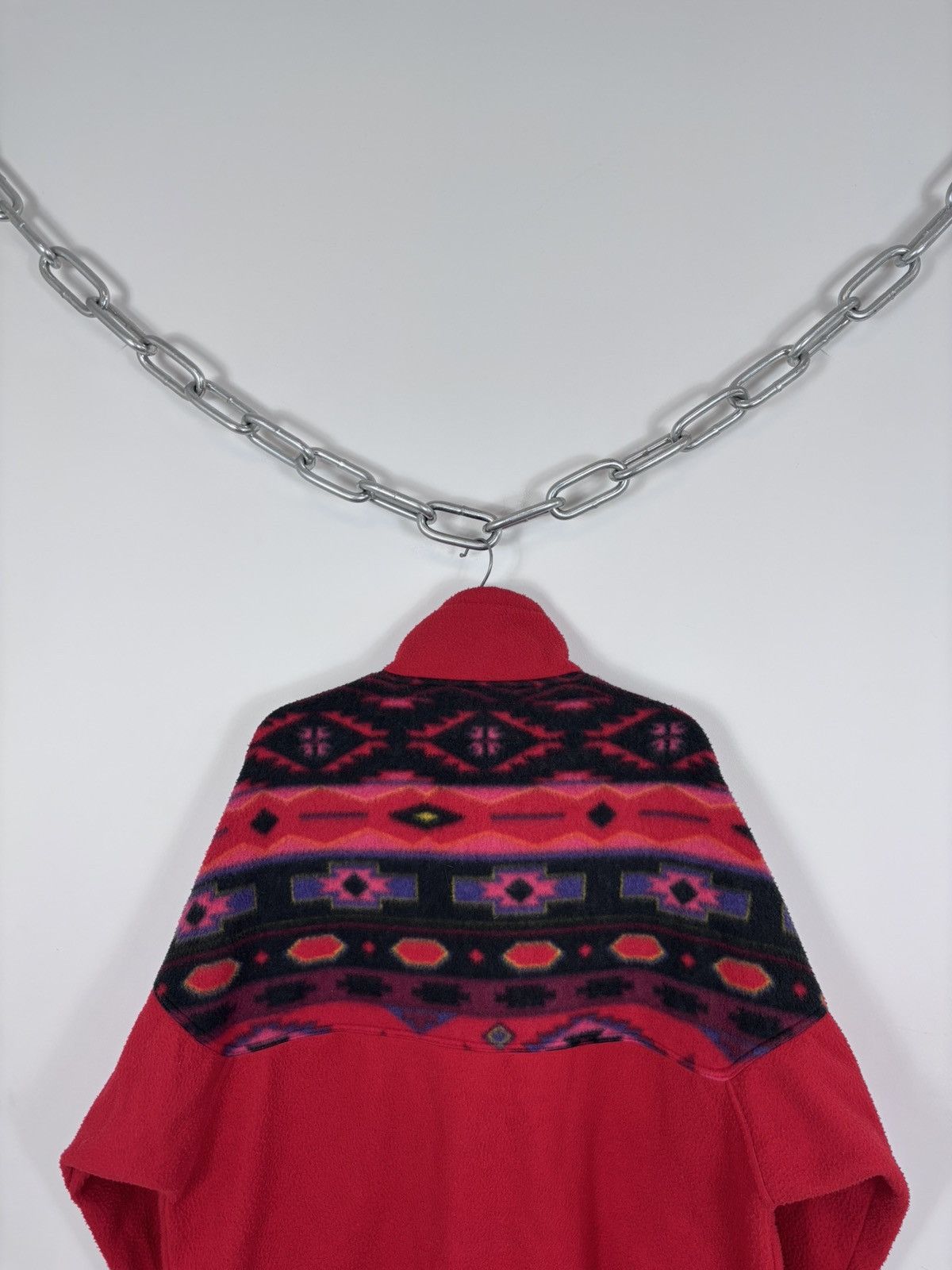 Vintage Vintage Body Guard Men’s Aztec Red 1/4 Zip Fleece Jacket Size US XL / EU 56 / 4 - 14 Thumbnail