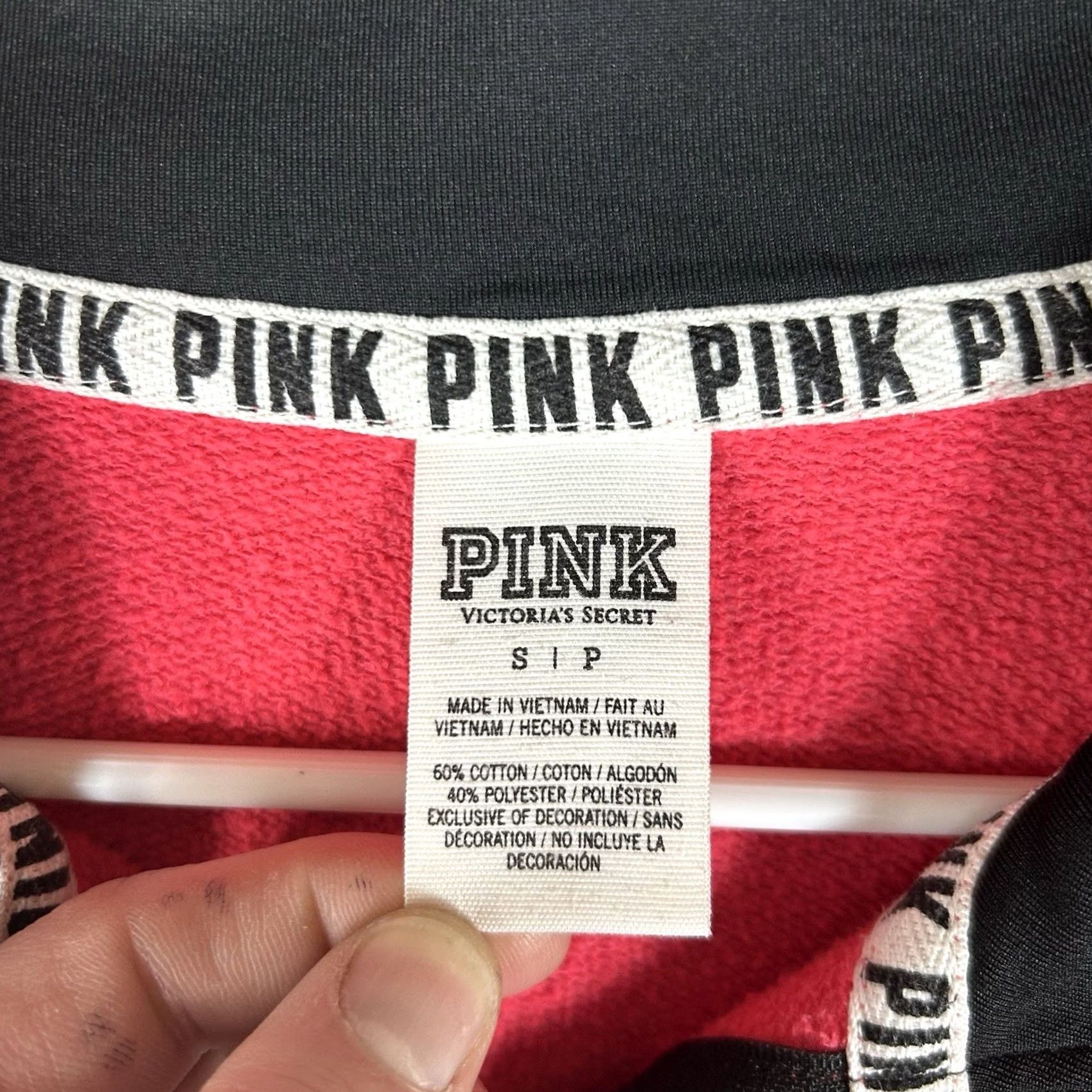 Pinko PINK Victoria's Secret 1/4 Zip Pullover Sweatshirt Womens S Hot Pink Pockets Sweatshirt Zip Mock Neck Activewear Pullover Jacket Size S / US 4 / IT 40 - 3 Thumbnail