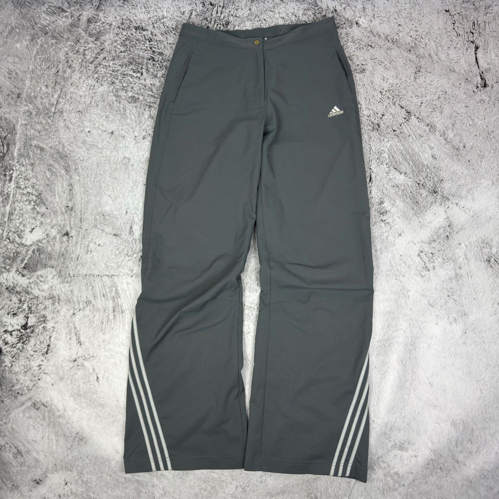 Adidas Adidas Women's Gray White Logo Pockets Straight Leg Pants S Size 30" / US 8 / IT 44 - 1 Thumbnail