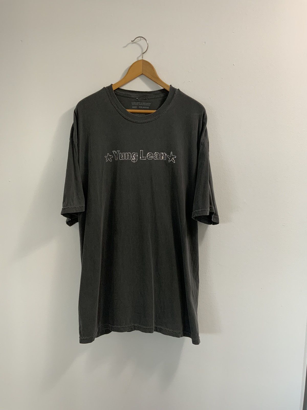 image of Sad Boys Sbe Merch x Yung Lean Spell Out Crystal Gem T-Shirt Double Sided in Black, Men's (Size 2XL