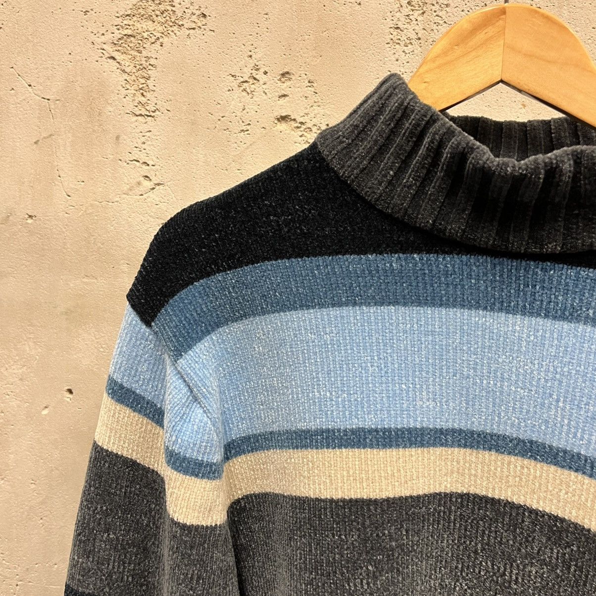 Vintage PJ Mark Vintage 90s Blue Chenille Knit Mock Neck Sweater Y2K Size US M / EU 48-50 / 2 - 2 Thumbnail