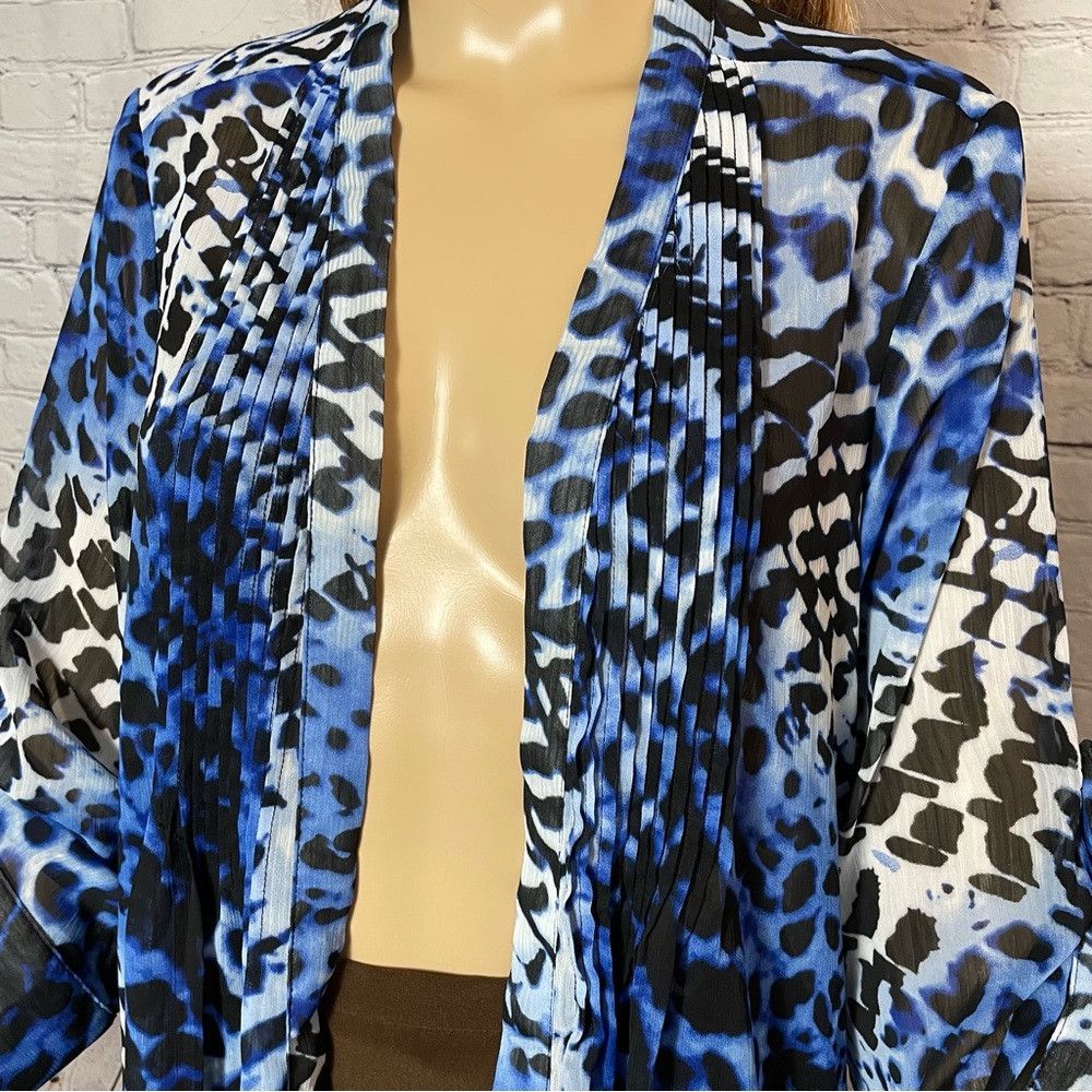 Other New Susan Graver Blue Open Front Blouse Cardigan Size M Size M / US 6-8 / IT 42-44 - 9 Thumbnail