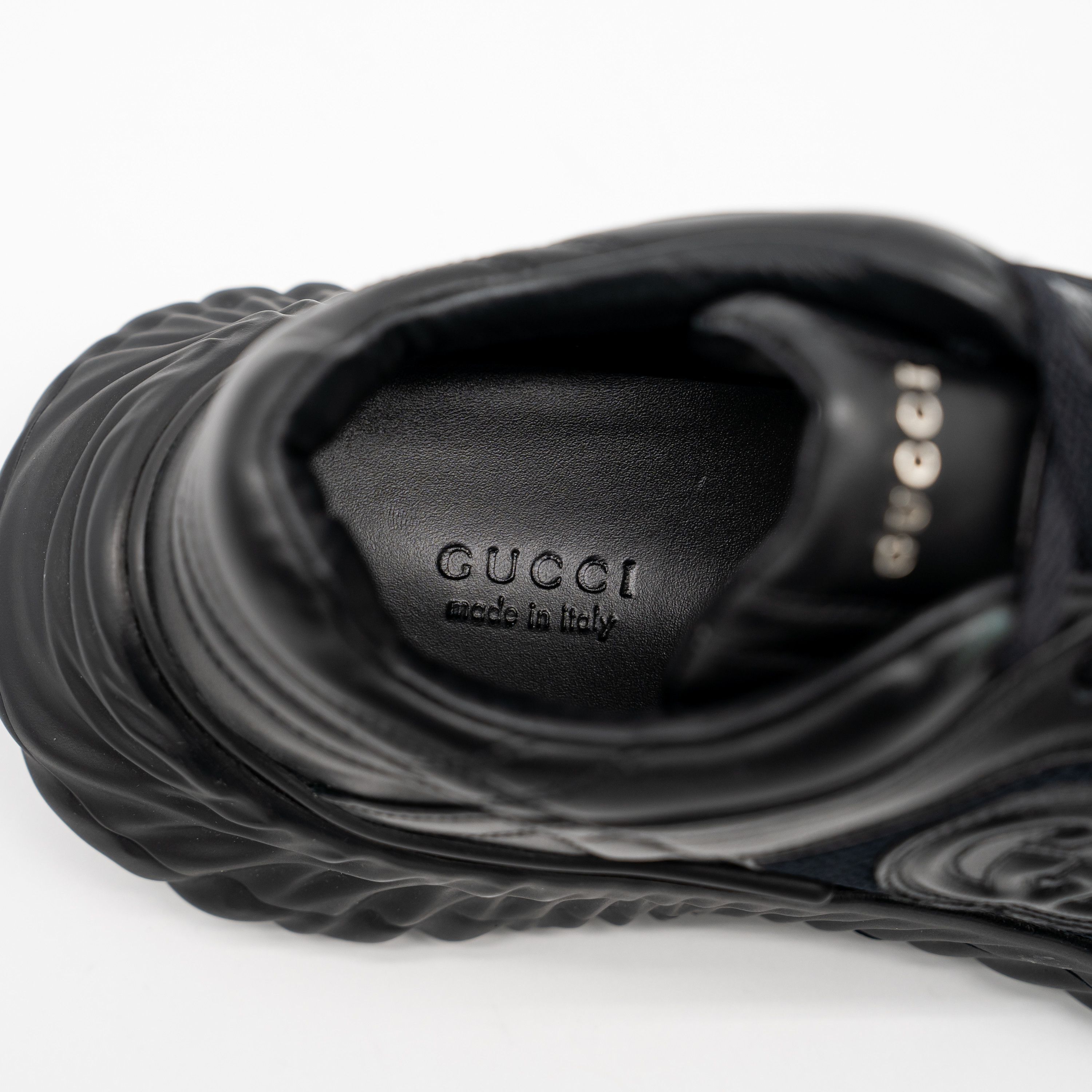 Gucci 40G 10 US Gucci Ripple Sneakers Triple Black Leather GG Size US 10 / IT 40 - 10 Thumbnail