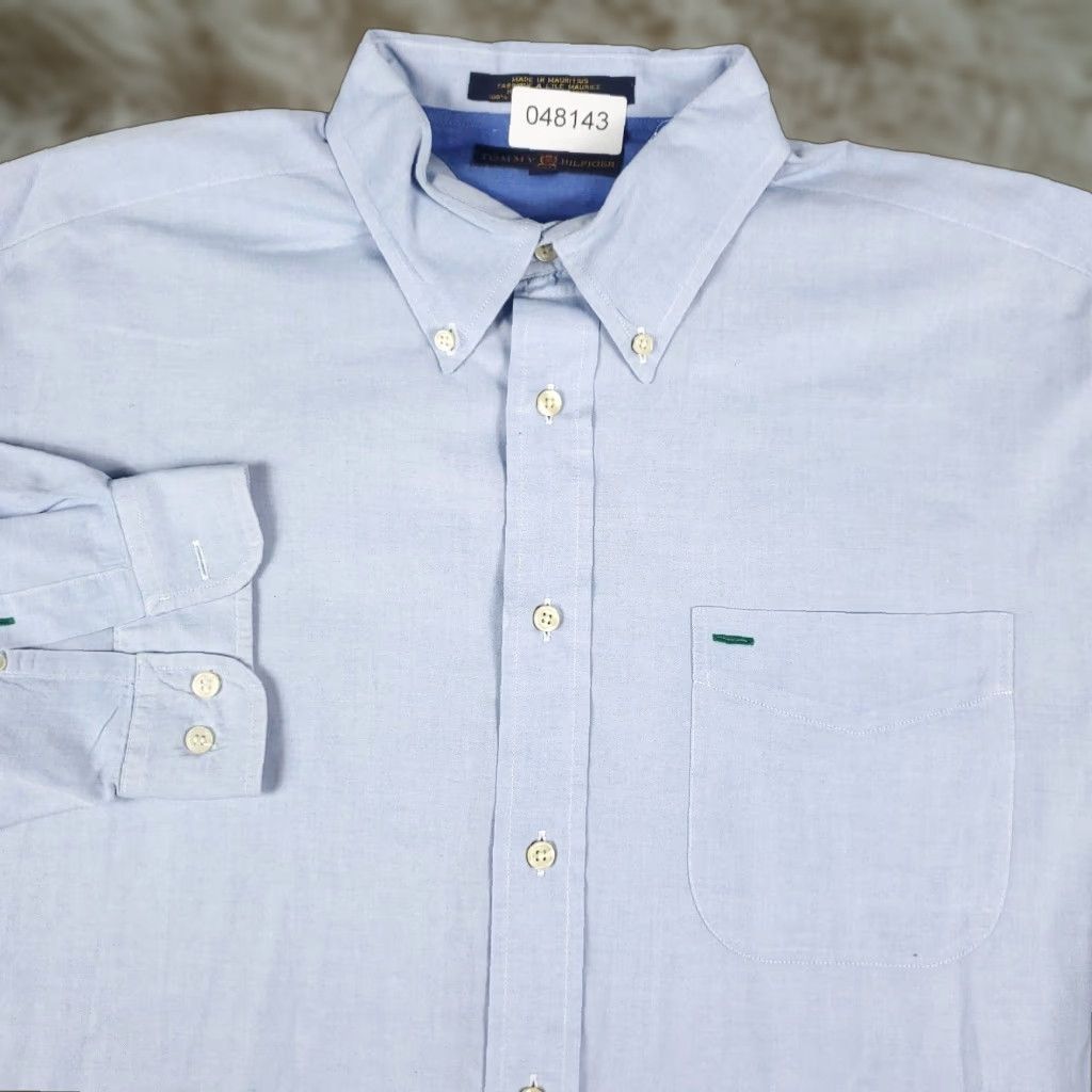 Tommy Hilfiger Tommy Hilfiger Button-Up Shirt Mens Large Blue Casual Long Sleeve Size US L / EU 52-54 / 3 - 1 Thumbnail