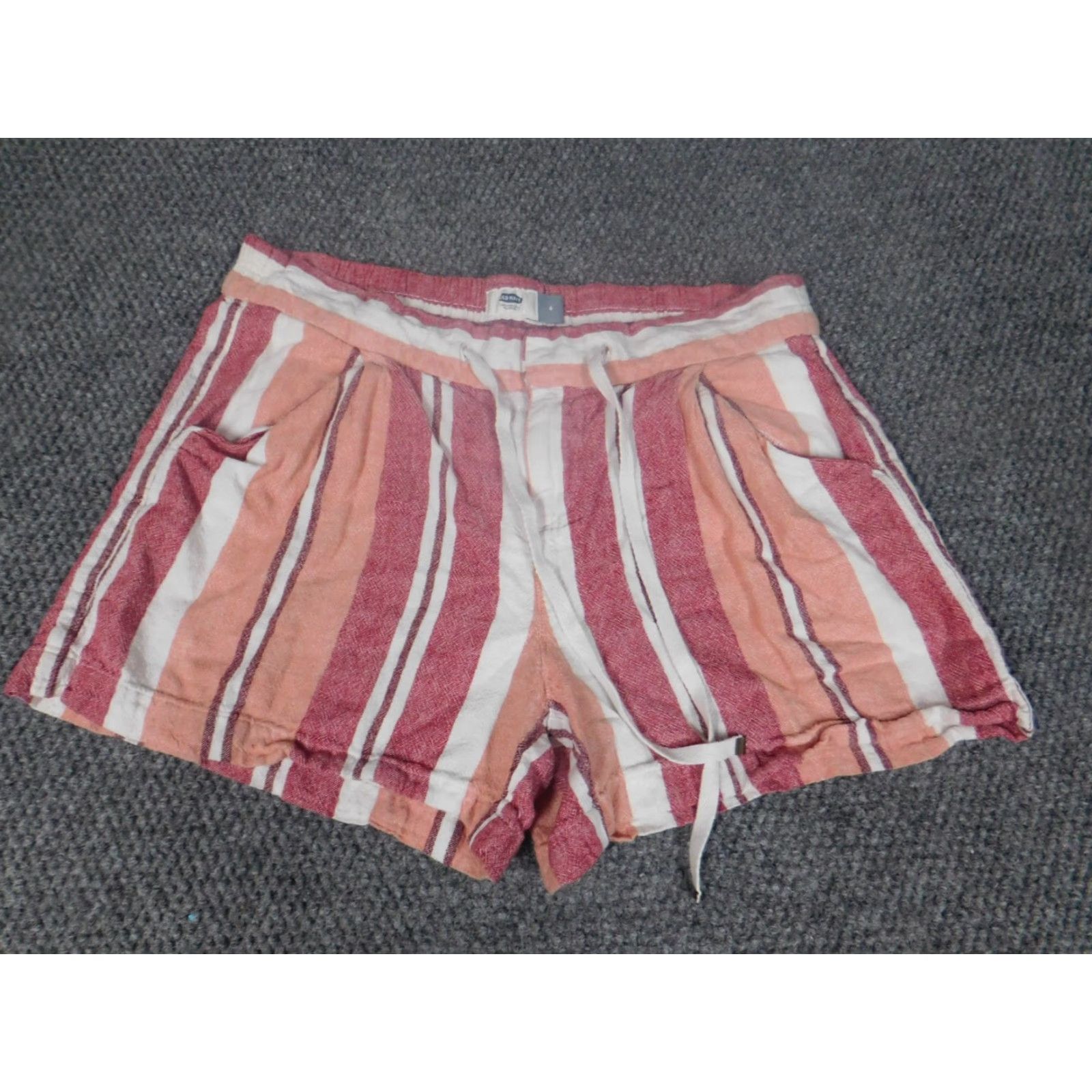 Old Navy Old Navy Womens Shorts 6 Pink Striped Linen Comfort Drawstring Chino Regular Waist 28in Womens Size 28" / US 6 / IT 42 - 2 Thumbnail