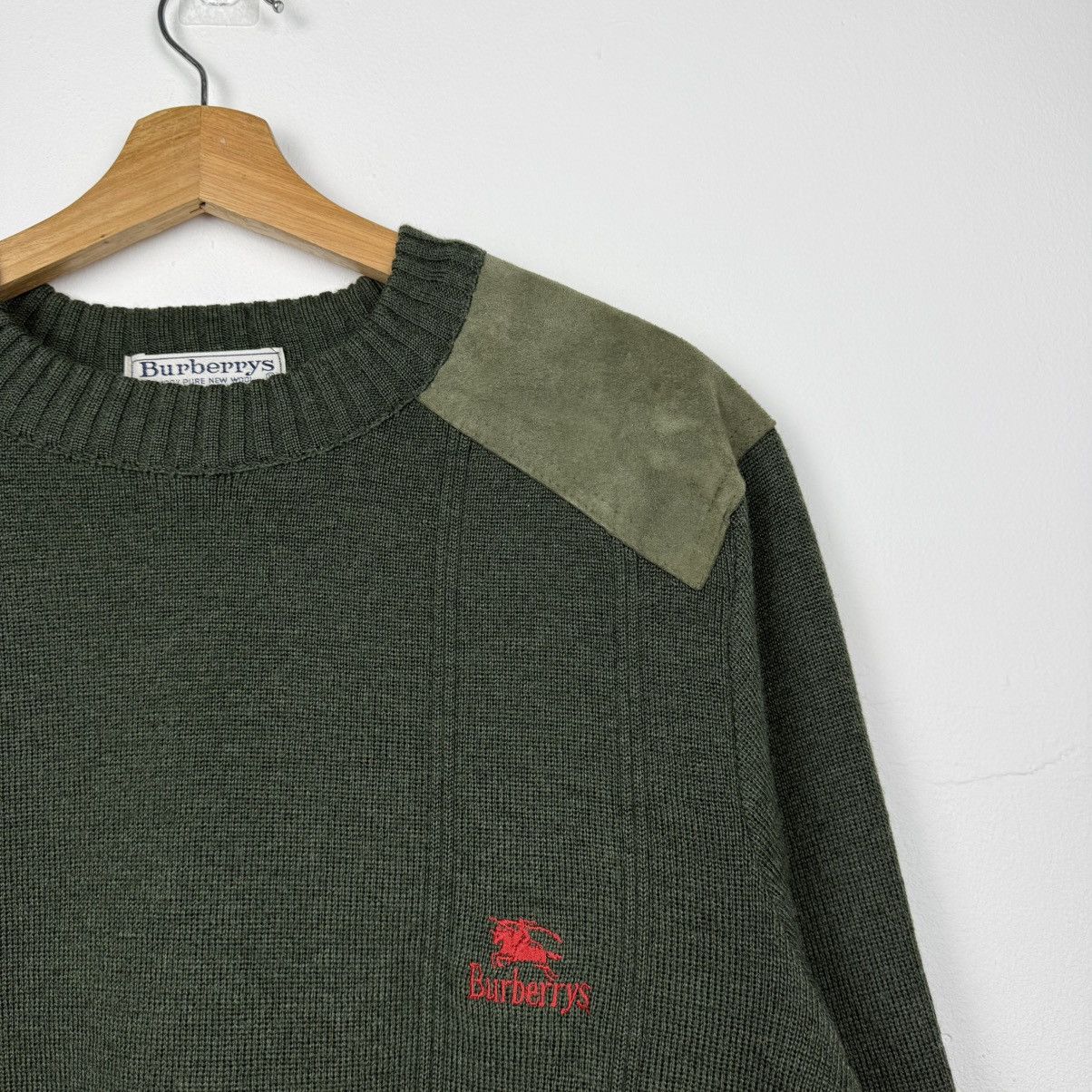 Burberry Vintage 90s Burberry's Padded Wool Knit Sweater Size US L / EU 52-54 / 3 - 3 Thumbnail