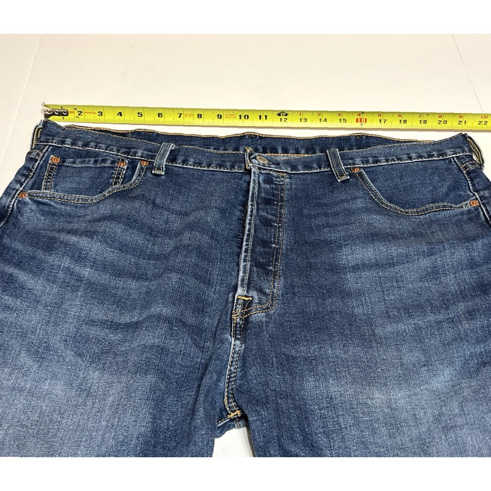 Levi's Levi's 501 Jeans Mens Regular 42x29 Button Fly Denim Straight Blue 5-Pocket Classic Size US 42 / EU 58 - 3 Thumbnail