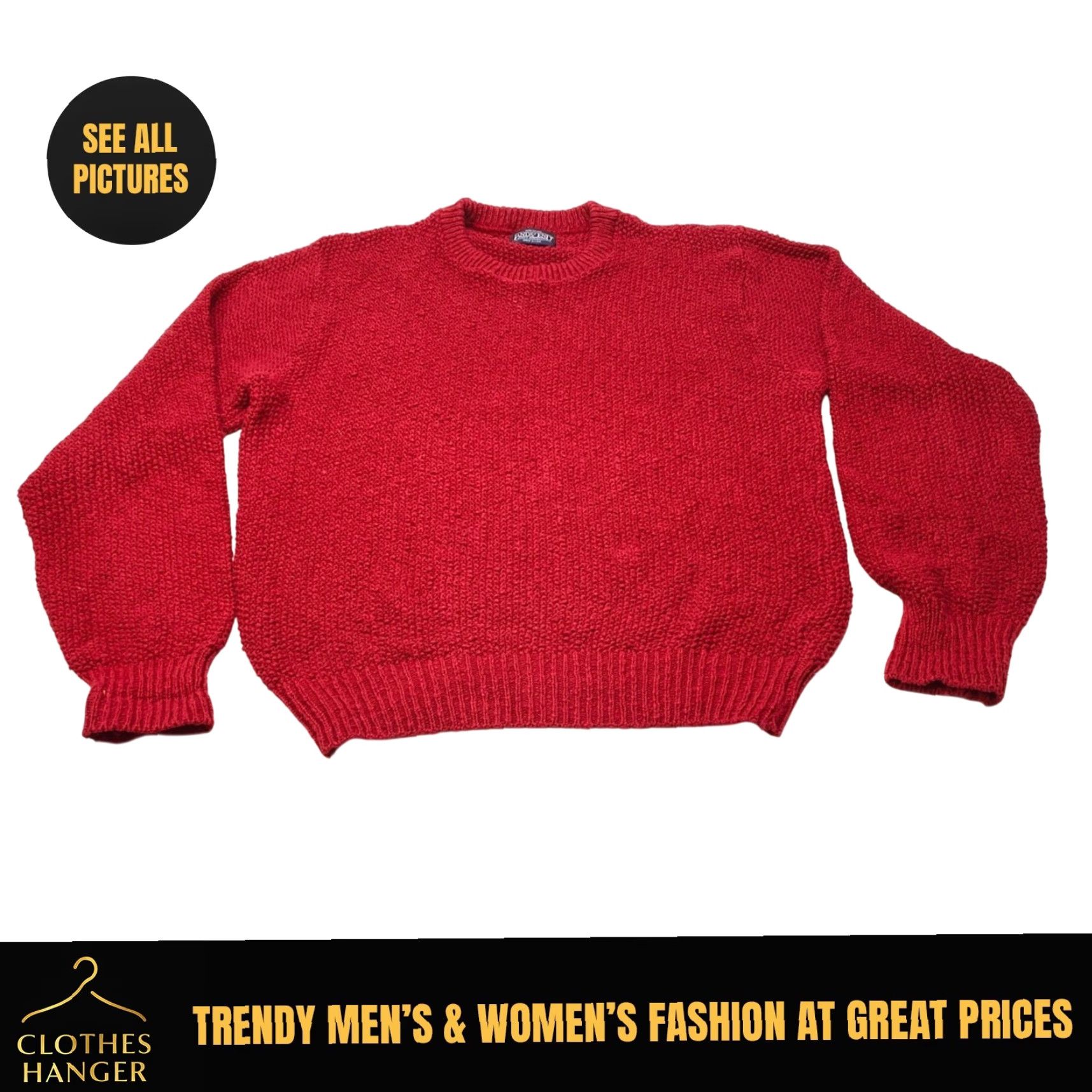 Lands' End VINTAGE Lands' End Sweater Men's Large Red Heavy Knit Pullover Casual Made in USA Size US L / EU 52-54 / 3 - 2 Thumbnail