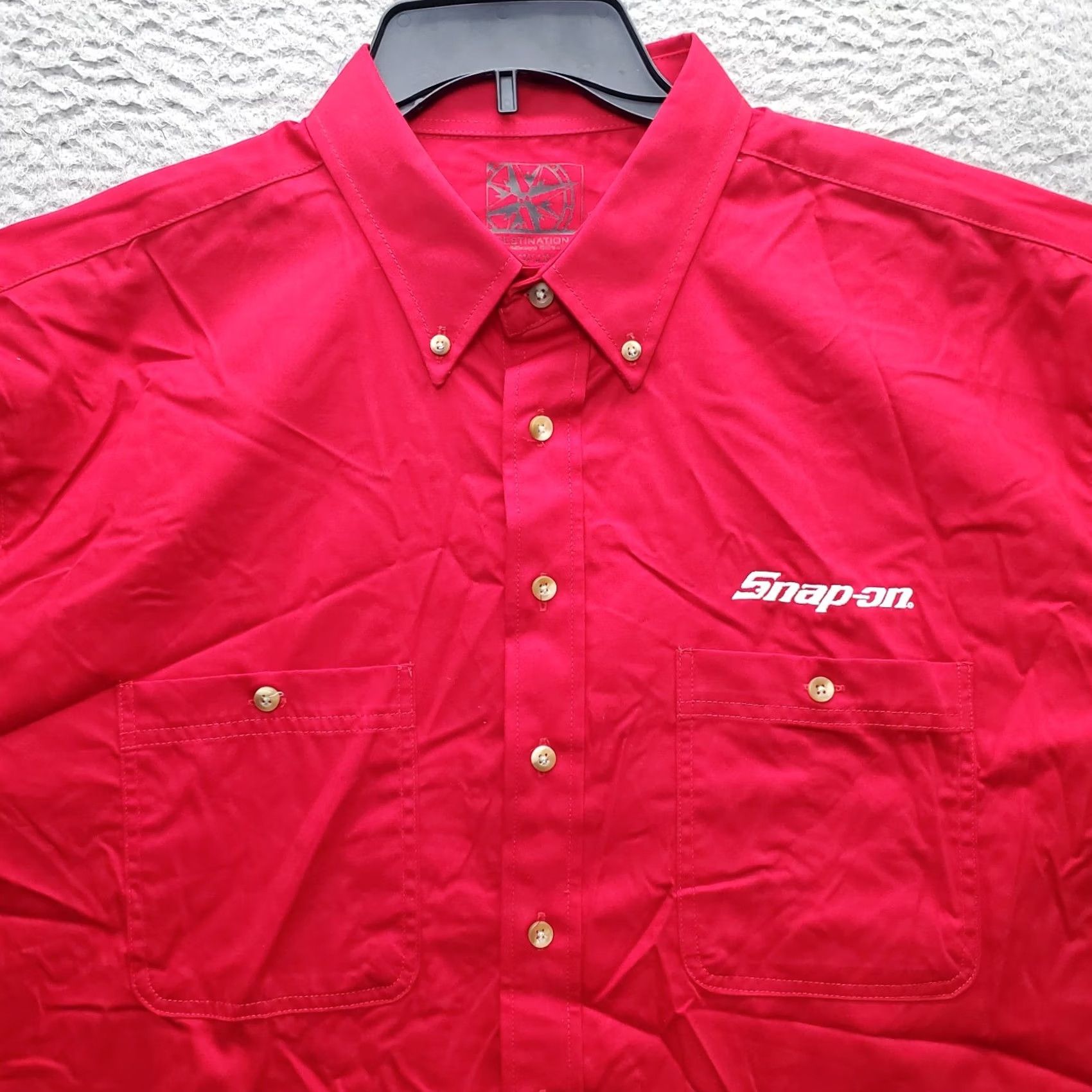 Vintage Destination Snap-On Shirt Mens XL Red Short Sleeve Chest Pocket Button Down Size US XL / EU 56 / 4 - 5 Thumbnail
