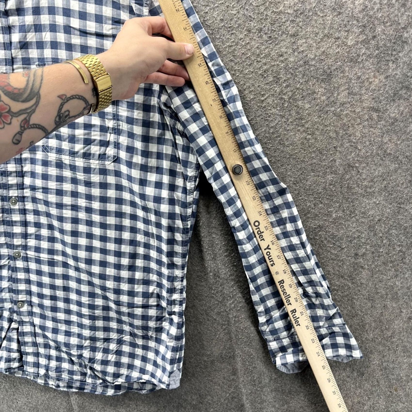 Banana Republic Banana Republic Shirt Mens XL Blue White Gingham Button-Down Long Sleeve Cotton Size US XL / EU 56 / 4 - 4 Thumbnail