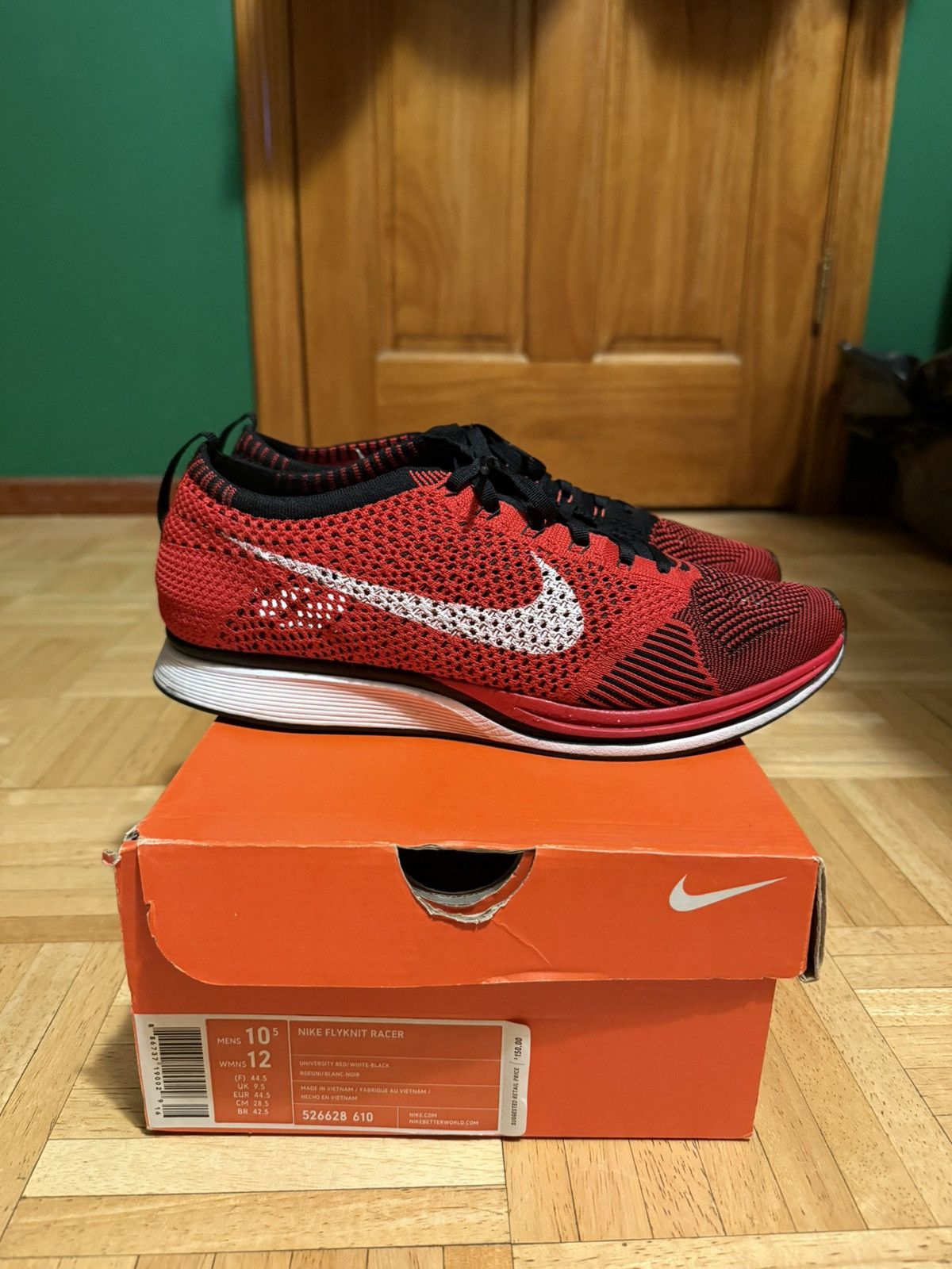 Nike Nike Flyknit Racer University Red 2013 Size US 10.5 / EU 43-44 - 5 Thumbnail