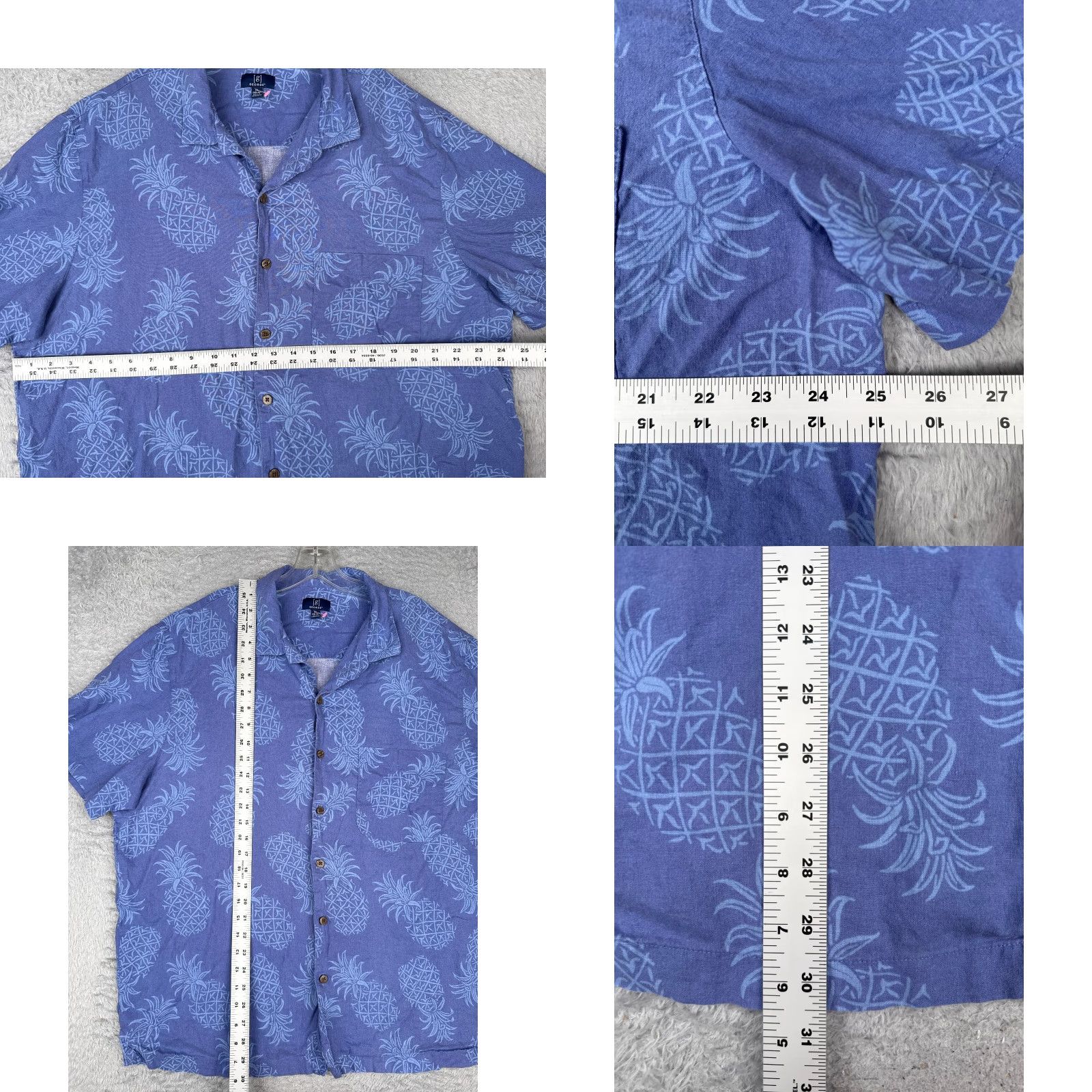 George George Shirt Adult XL Blue Pineapple Floral Button Hawaiian Rayon READ Size US XL / EU 56 / 4 - 8 Thumbnail