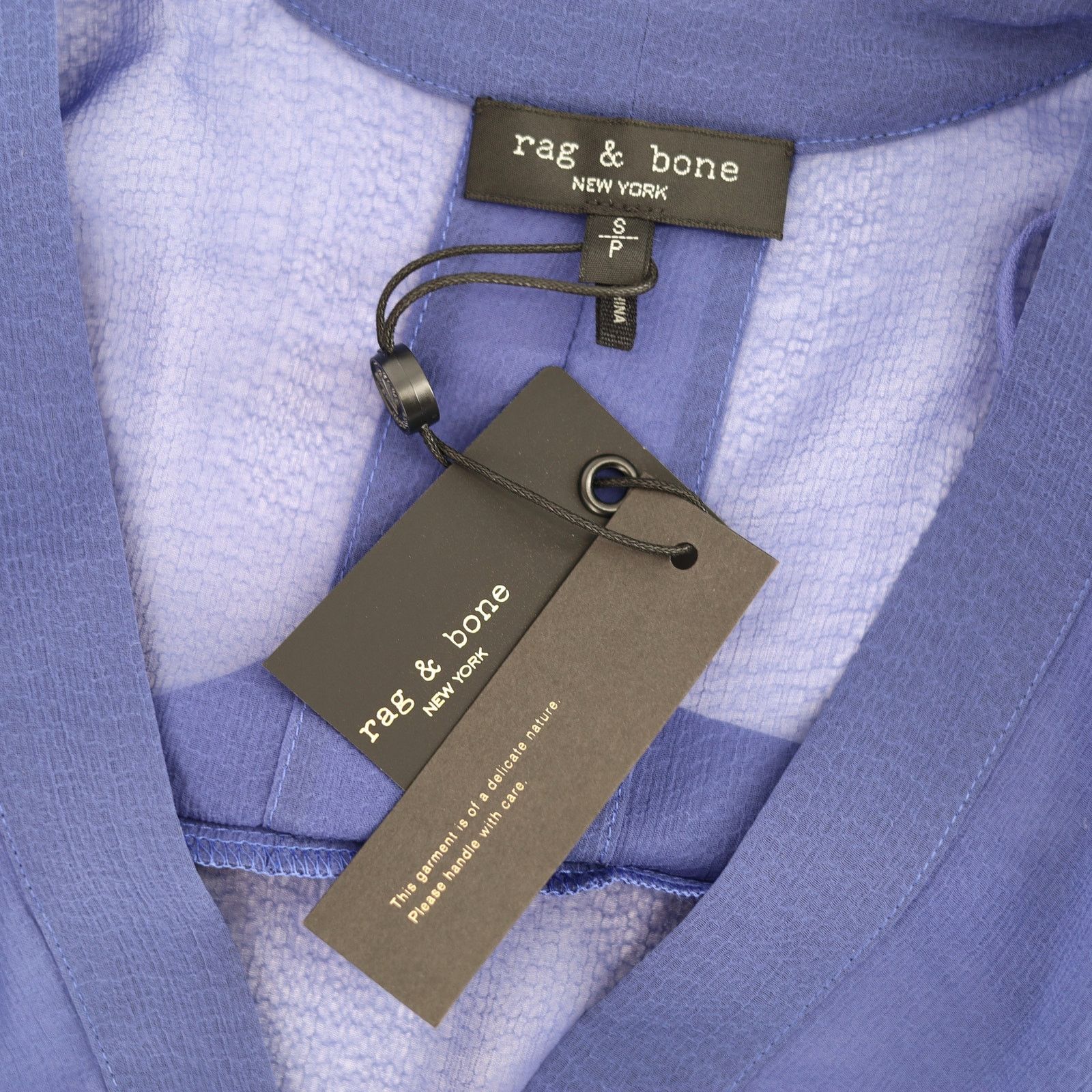 Rag & Bone Rag & Bone Women Blue Mesh Relaxed V-neck Blouse Size S Size S / US 4 / IT 40 - 6 Thumbnail
