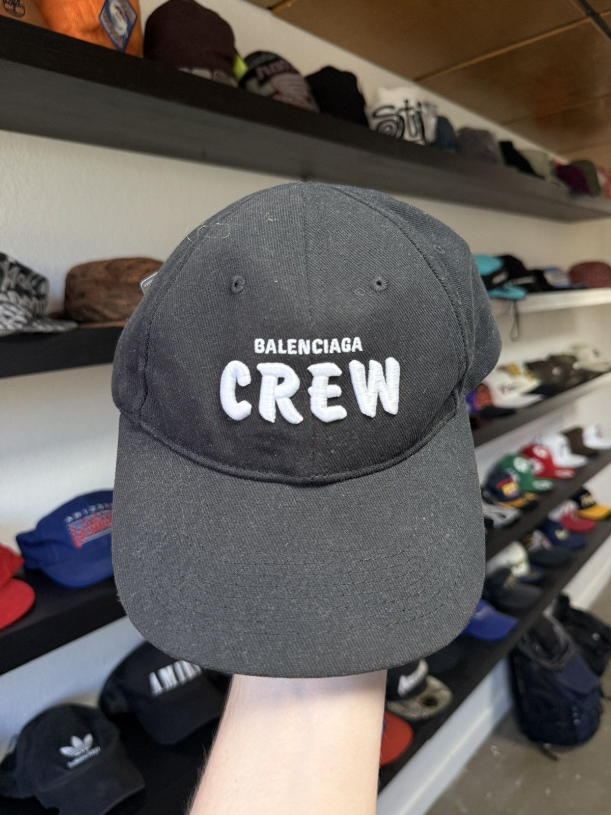 Balenciaga Balenciaga Crew Black Distressed Hat Size ONE SIZE - 3 Thumbnail