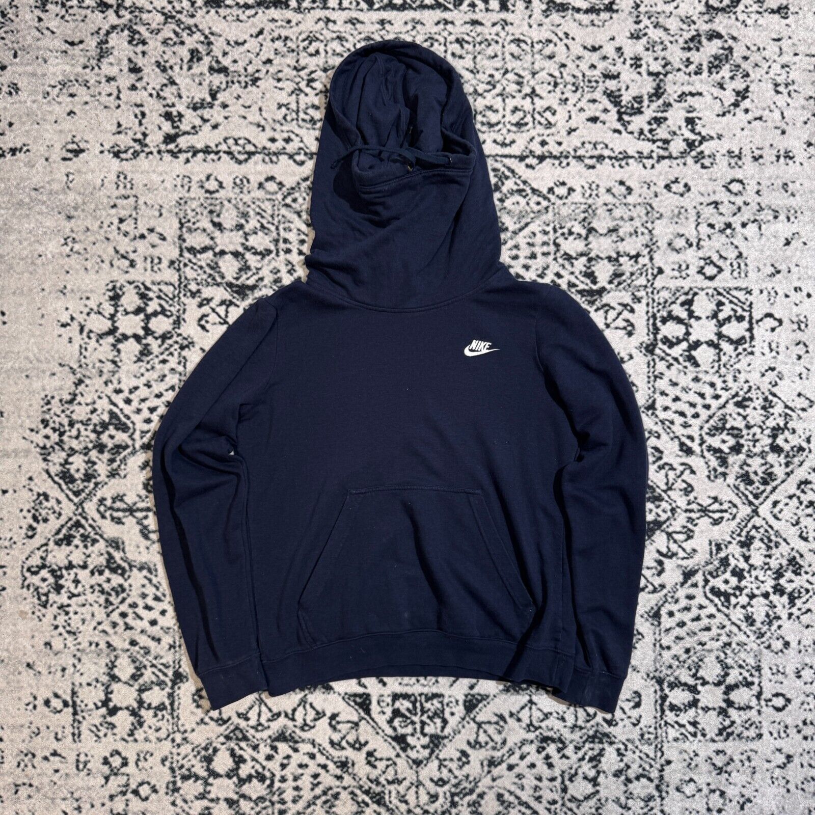 Nike × Vintage Vintage Nike Unisex Navy Cotton Hoodie Size M Ninja Fleece Size US M / EU 48-50 / 2 - 1 Thumbnail