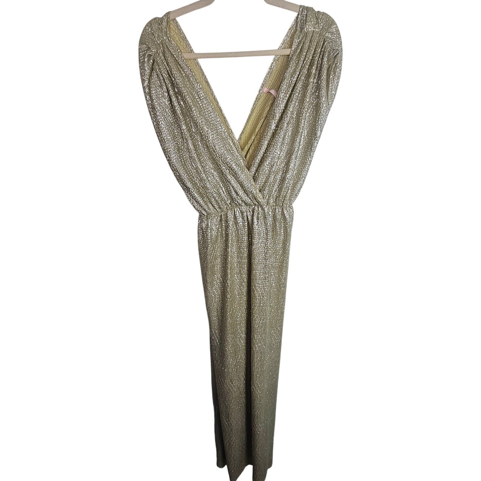 Lulus Lulus Womens All That Shimmers Maxi Dress Sz S Gold Wedding Size S / US 4 / IT 40 - 2 Thumbnail