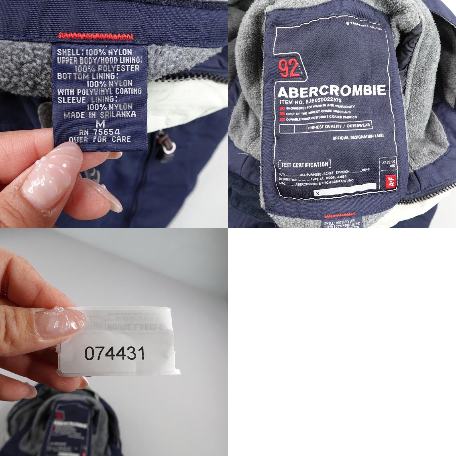 Abercrombie & Fitch VINTAGE Abercrombie Jacket Mens Medium Blue Hooded Fleece Lined Windbreaker Coat 90s Size US M / EU 48-50 / 2 - 8 Thumbnail