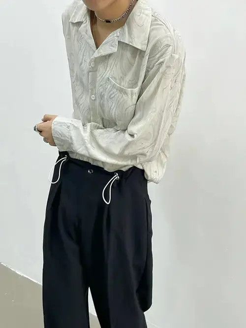 VIBE Vintage Wave Pattern Casual Loose Long Sleeve Shirt Size US M / EU 48-50 / 2 - 5 Thumbnail