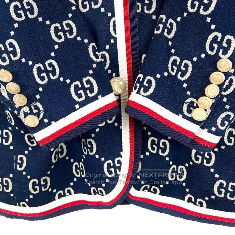 Gucci Gucci Navy blue double G striped pattern jacquard long-sle Size M / US 6-8 / IT 42-44 - 5 Thumbnail