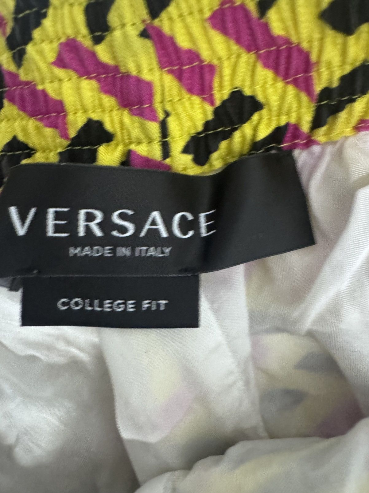Versace Versace La Greca Silk Shorts - Yellow/Magenta - Fits Size L Size US 35 - 6 Thumbnail