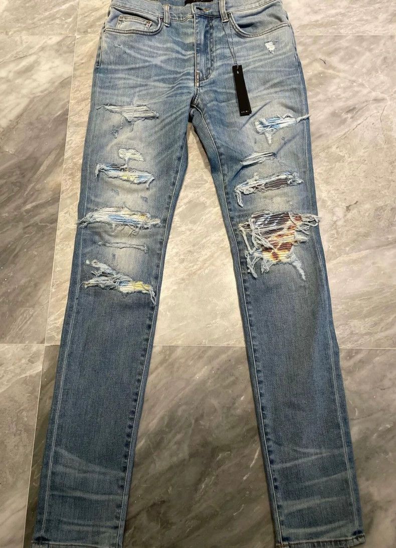 Amiri Amiri urban rendered limited edition patched blue jeans Size US 32 / EU 48 - 1 Thumbnail