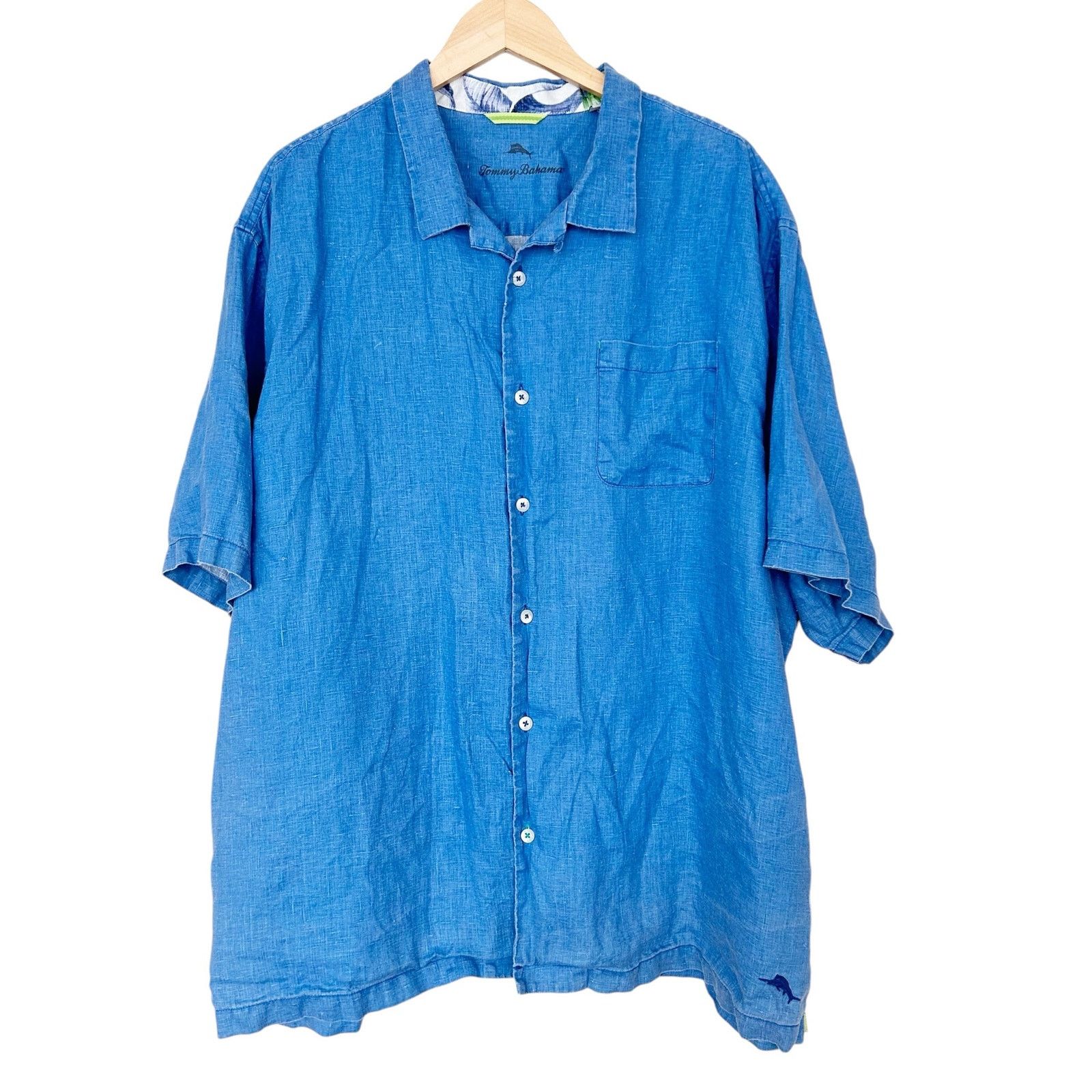 Tommy Bahama Tommy Bahama 100% Linen Blue Short Sleeve Button Down 2XLB Size US XXL / EU 58 / 5 - 1 Thumbnail