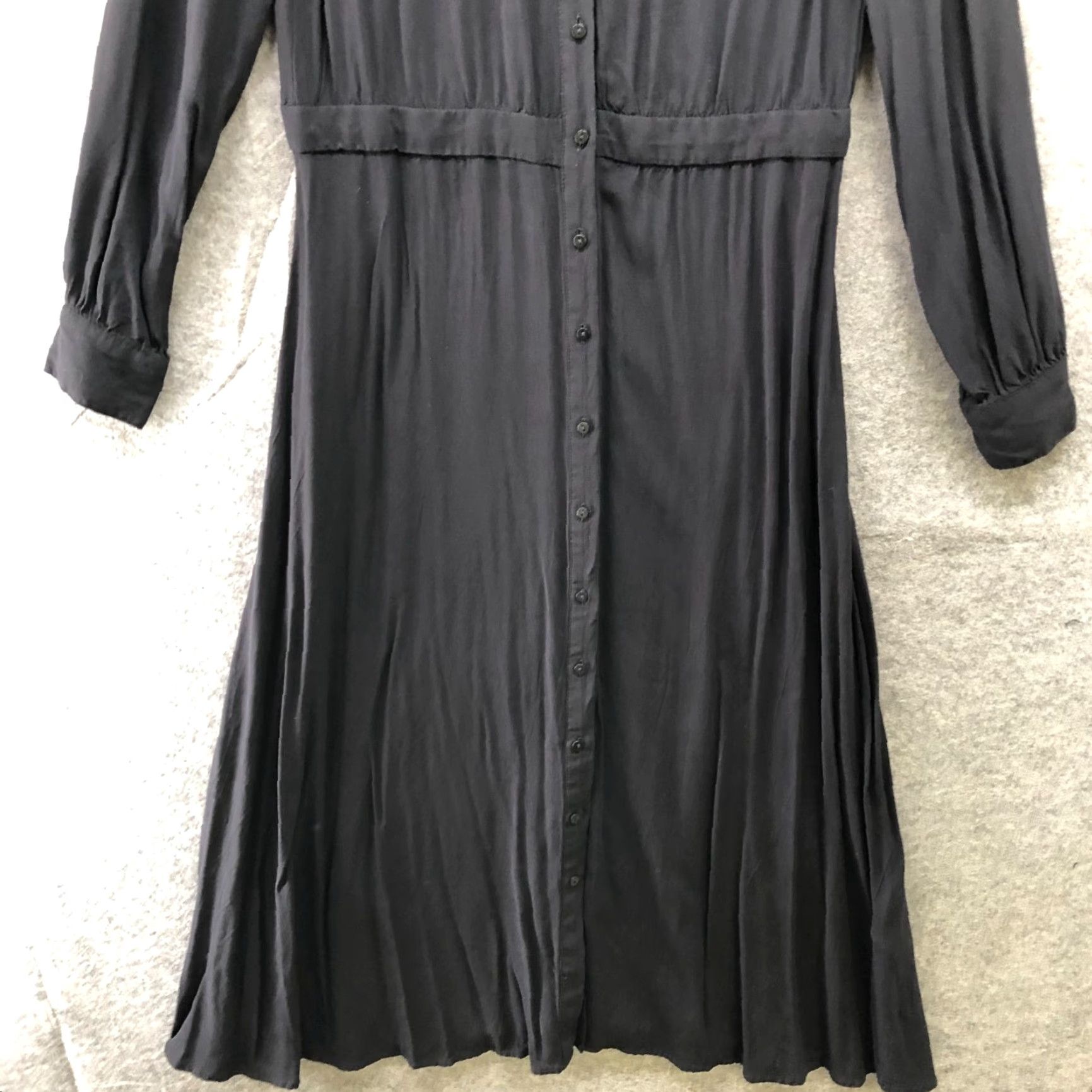 H&M H&M A-Line Midi Shirt Dress Womens Size 8 Black Long Sleeve Rayon Casual Workwear Size M / US 6-8 / IT 42-44 - 4 Thumbnail