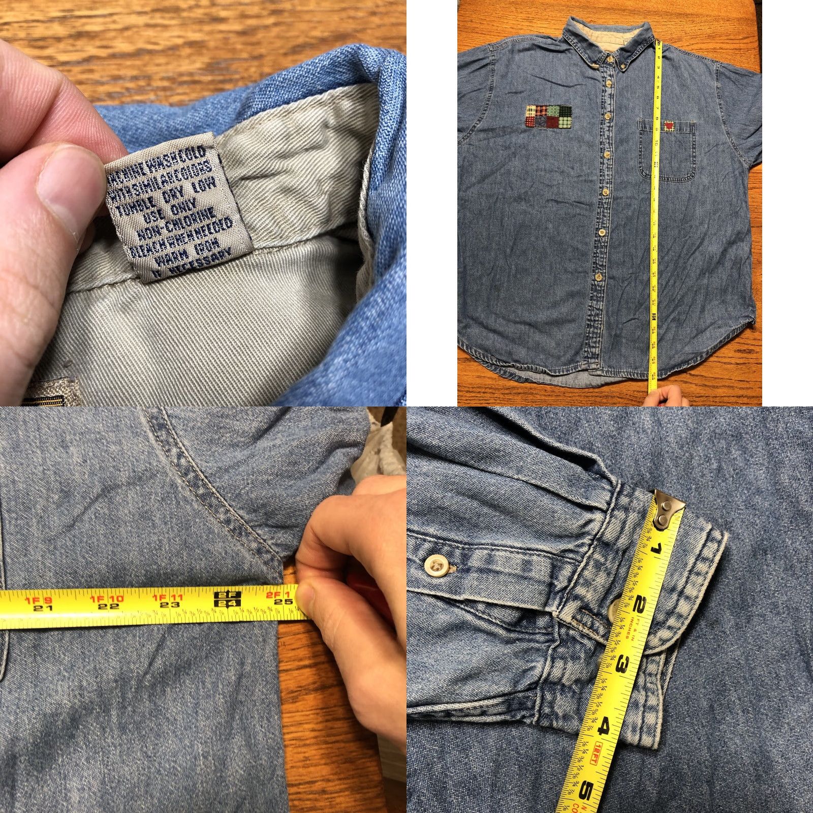Denime VINTAGE Upstream Denim Shirt Unisex Adults XL Blue Long Sleeve Collared 90s Western Casual Size XL / US 12-14 / IT 48-50 - 8 Thumbnail