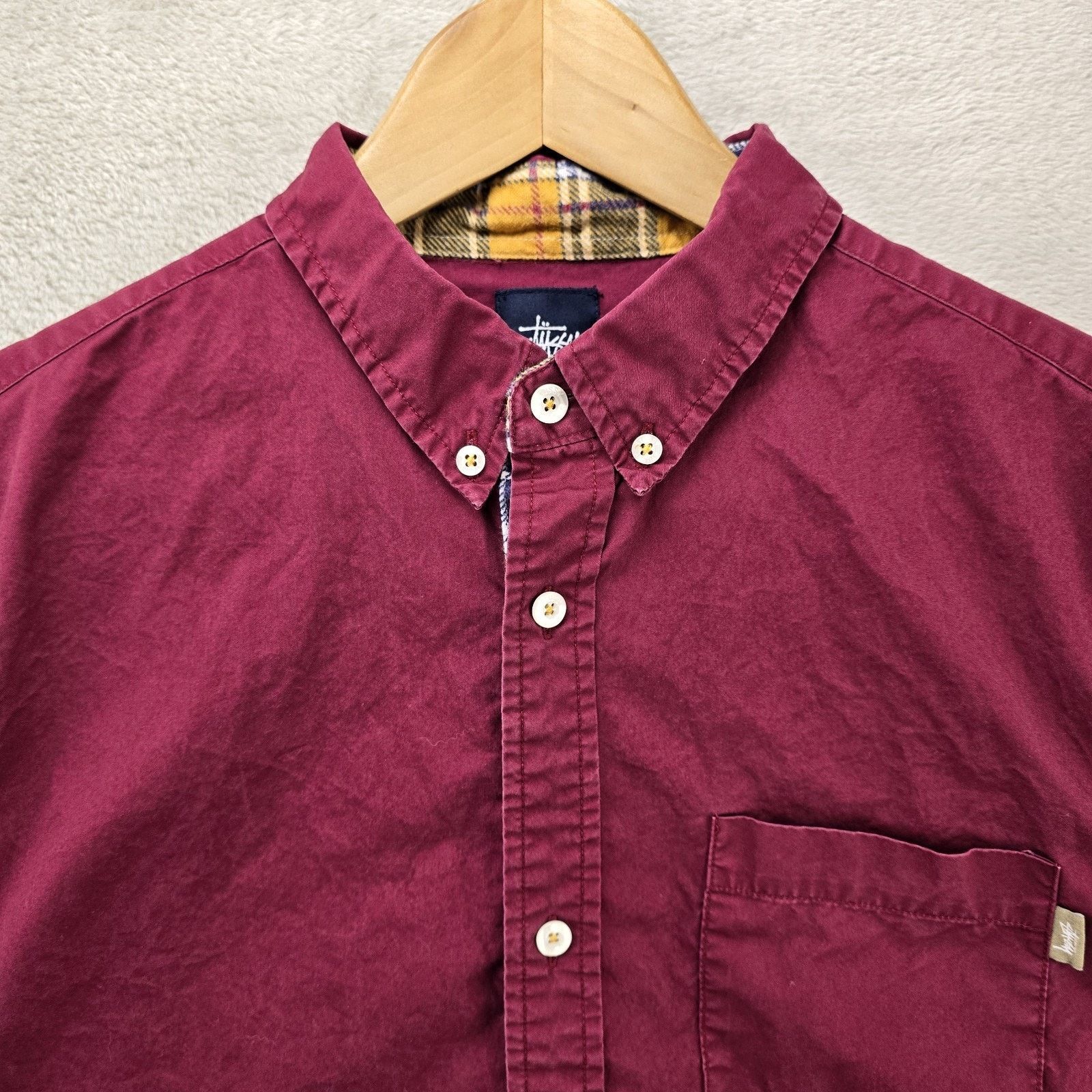 Stussy Stussy Long Sleeve Shirt Mens Small Red Maroon Button Up Size US S / EU 44-46 / 1 - 3 Thumbnail