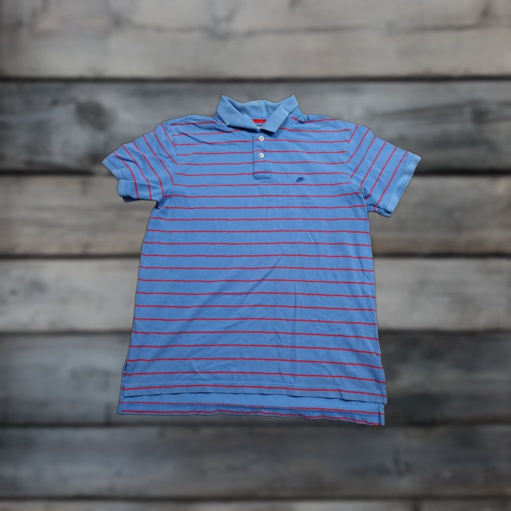 Nike VINTAGE Nike Polo Adult XL Blue Striped Golf Retro Swoosh Stretch Activewear Size US XL / EU 56 / 4 - 1 Thumbnail
