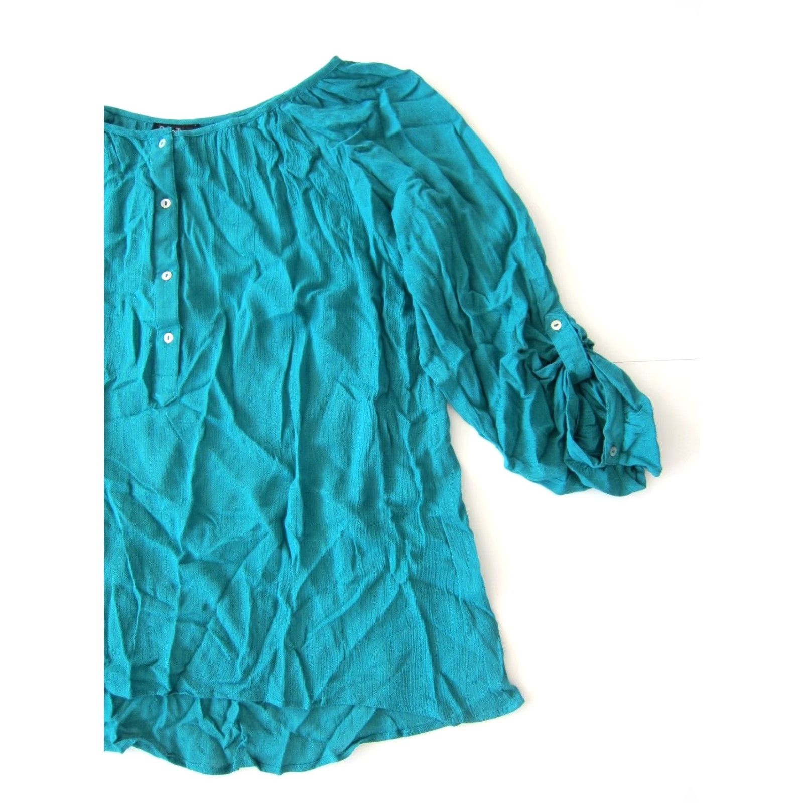 Vintage NWT Papillon 100% Rayon Green 3/4 Sleeve Boho Tunic Blouse Small Shirt Women XS S Size S / US 4 / IT 40 - 8 Thumbnail