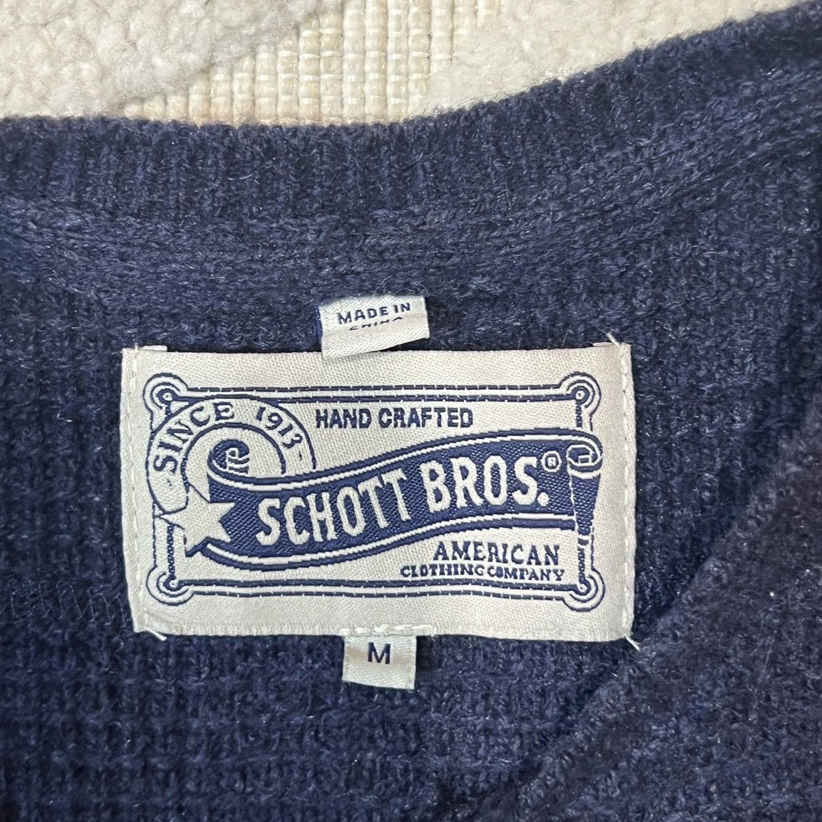 Schott Schott NYC - Waffle Henley Sweater Size US M / EU 48-50 / 2 - 3 Thumbnail