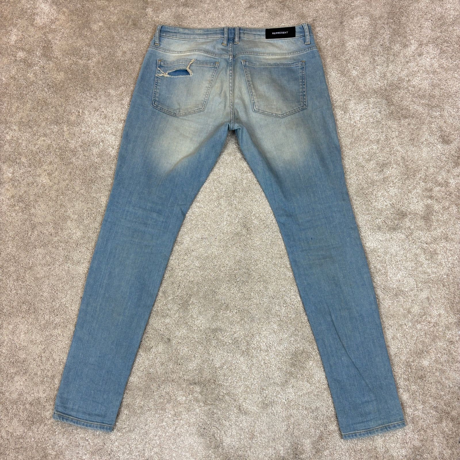 Represent Clo. Represent Essential Jeans Blue Cream Knee Destroyer 32x32 Size US 32 / EU 48 - 3 Thumbnail