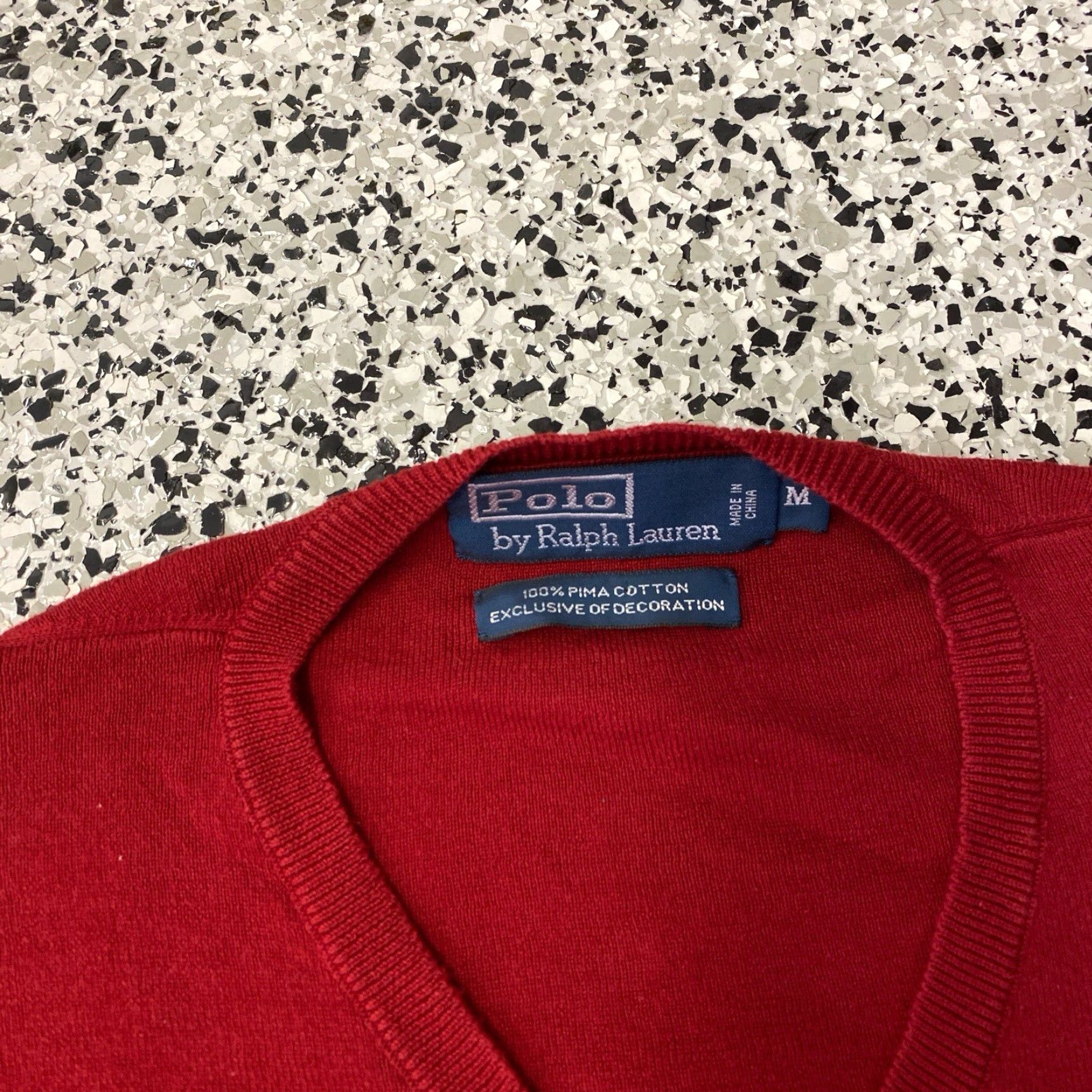 Polo Ralph Lauren VINTAGE Polo Ralph Lauren Sweater Logo Red V-Neck M Cotton Classic 90s Old Money Mens Size US M / EU 48-50 / 2 - 2 Thumbnail