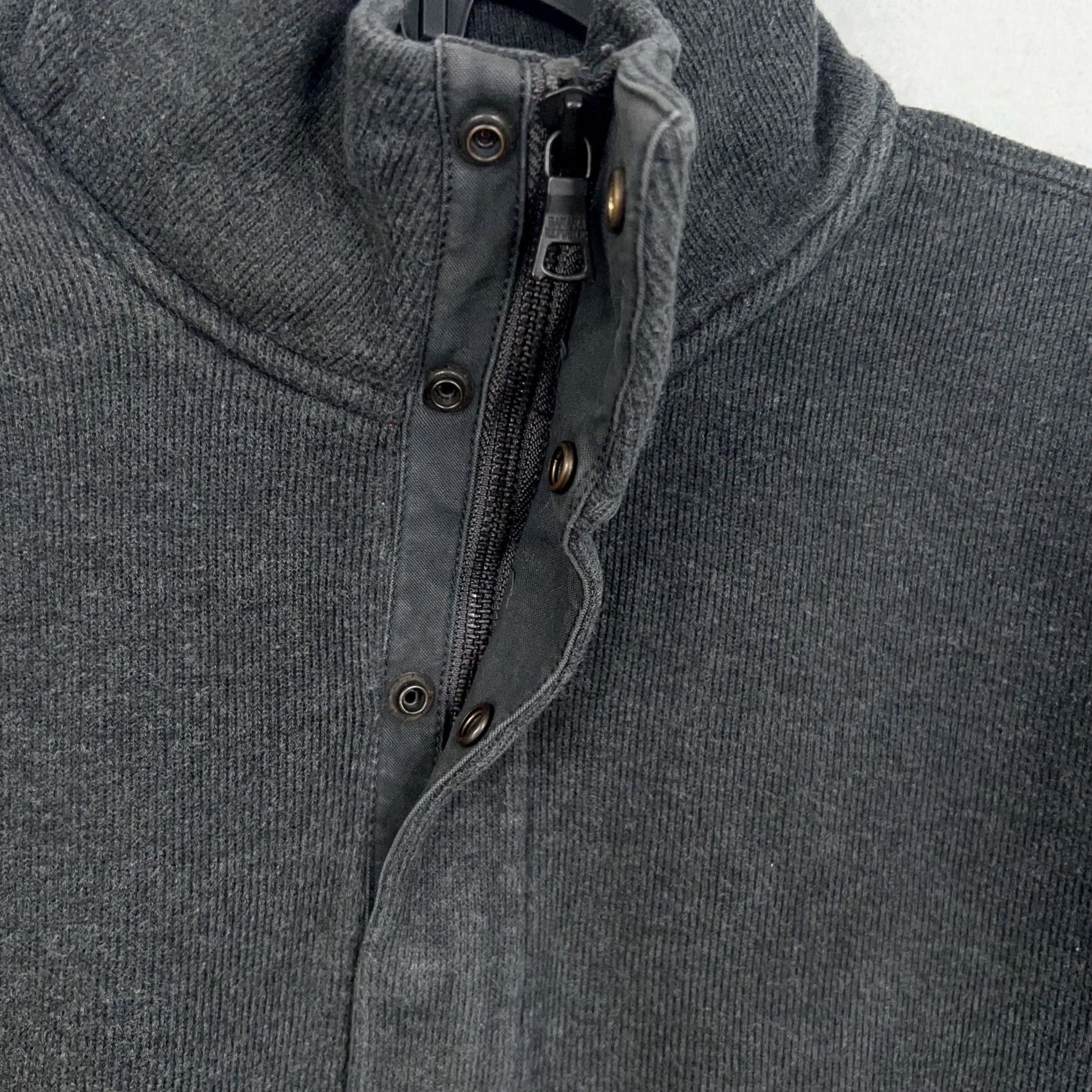 Banana Republic Banana Republic Mens Large Charcoal Ribbed 1/4 Zip Snap Pullover Preppy Size US L / EU 52-54 / 3 - 5 Thumbnail