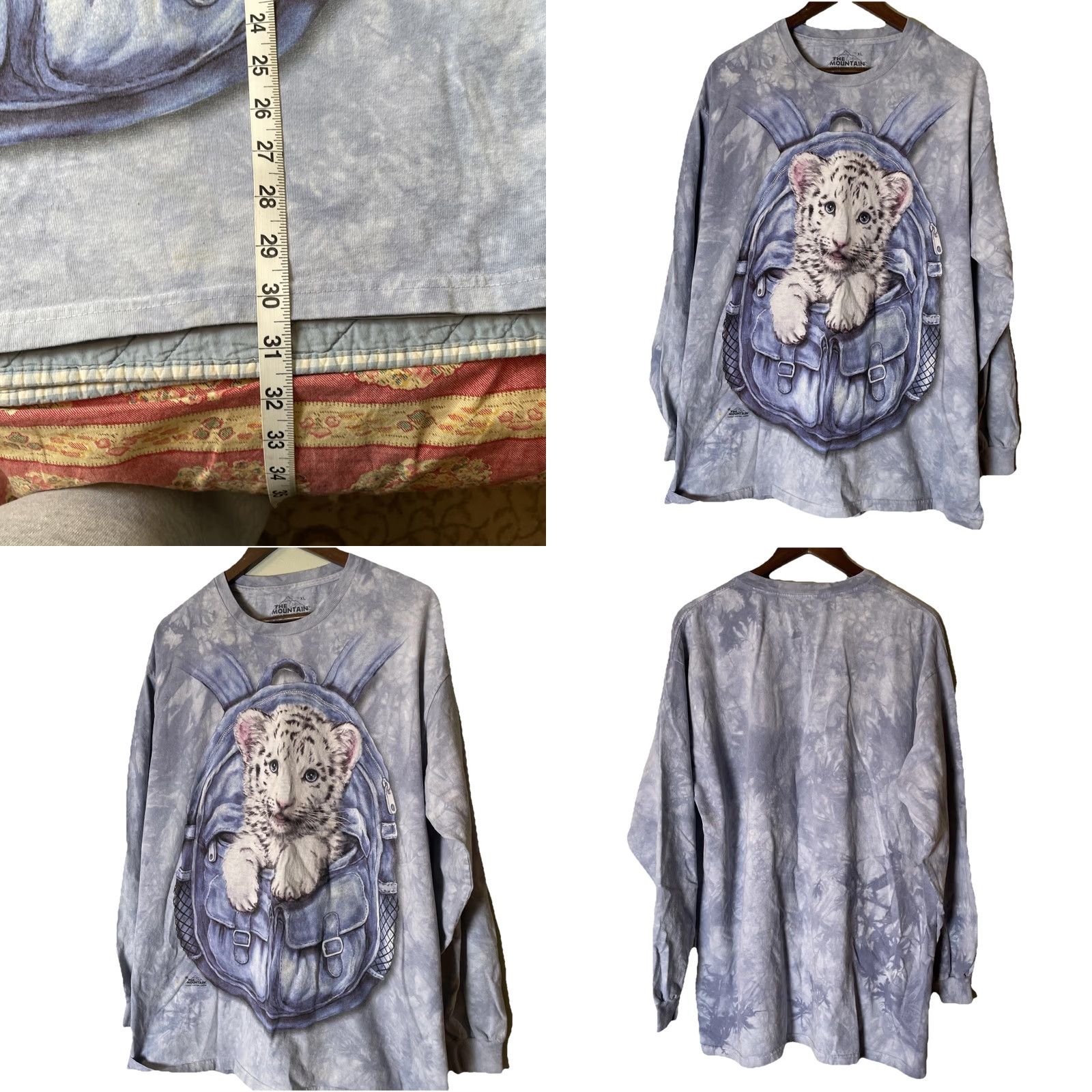 The Mountain VINTAGE The Mountain Tee XL Blue White Tiger Cat Long Sleeve Crew Neck Knit Cotton T-Shirt Mens Size US XL / EU 56 / 4 - 8 Thumbnail