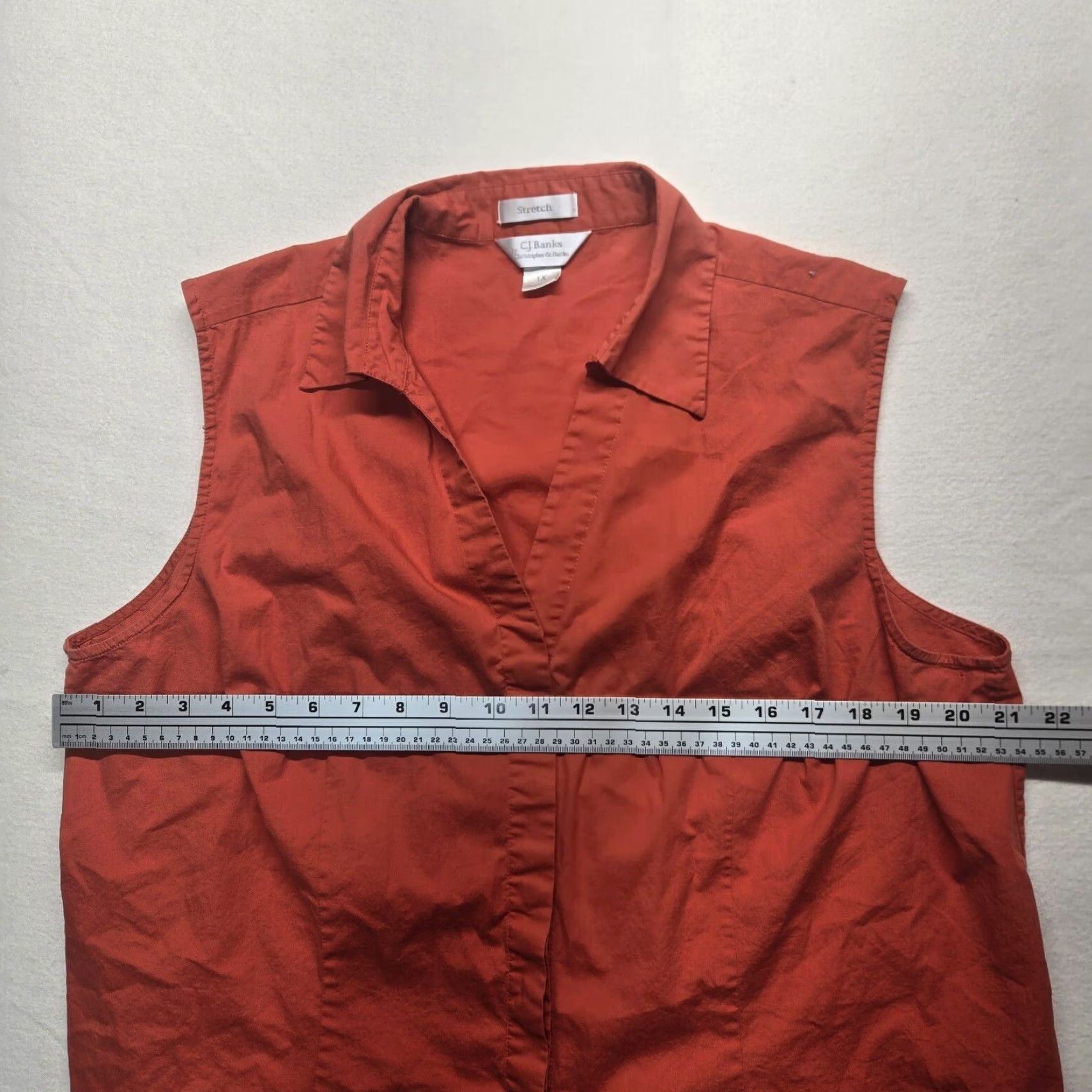 Vintage CJ Banks Solid Orange Sleeveless Button Down Collared Shirt Adult Women's 1x Size XL / US 12-14 / IT 48-50 - 5 Thumbnail