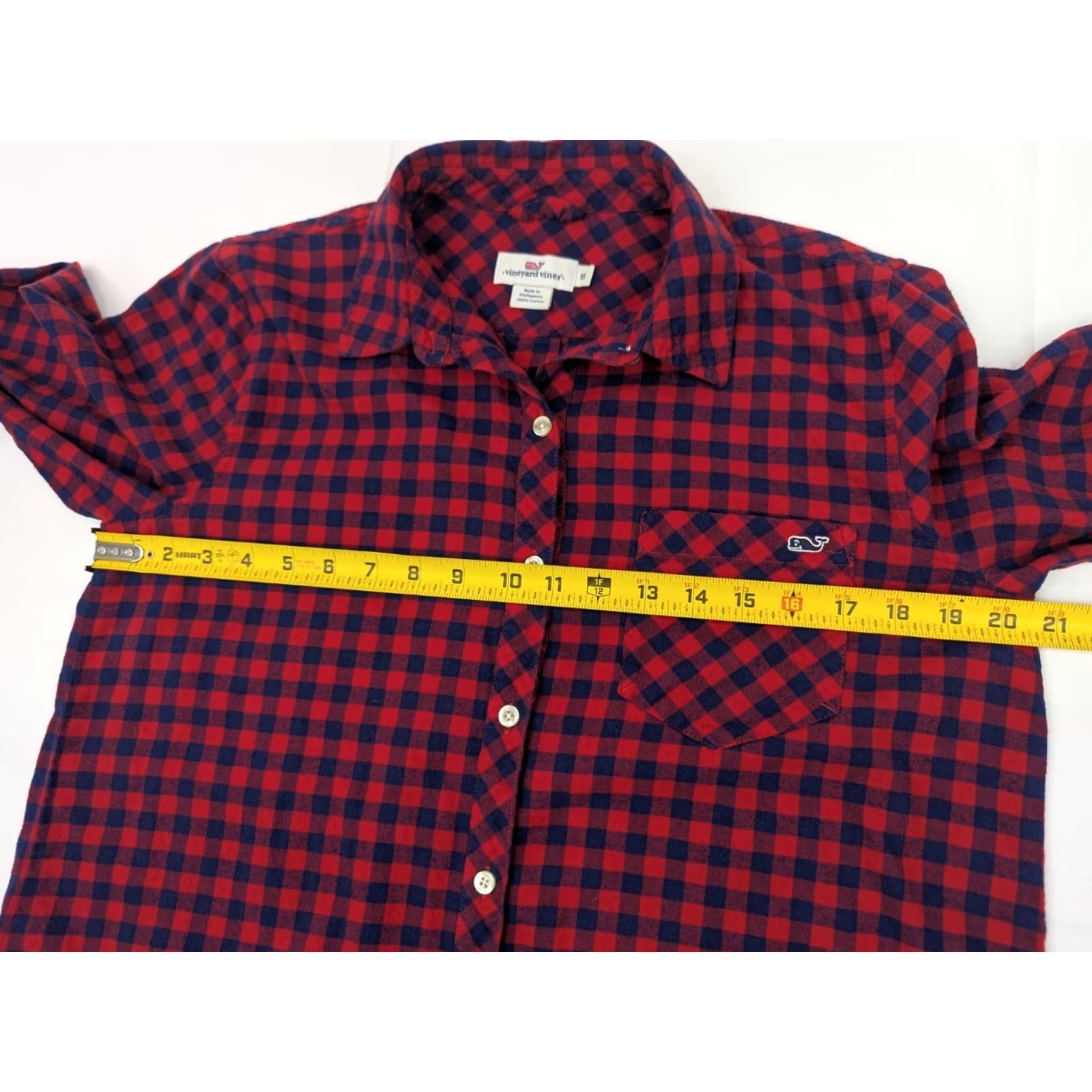Vineyard Vines Vineyard Vines Button-Up Flannel Shirt Women 10 Red Blue Check Plaid Lightweight Cotton Shirt Size L / US 10 / IT 46 - 7 Thumbnail