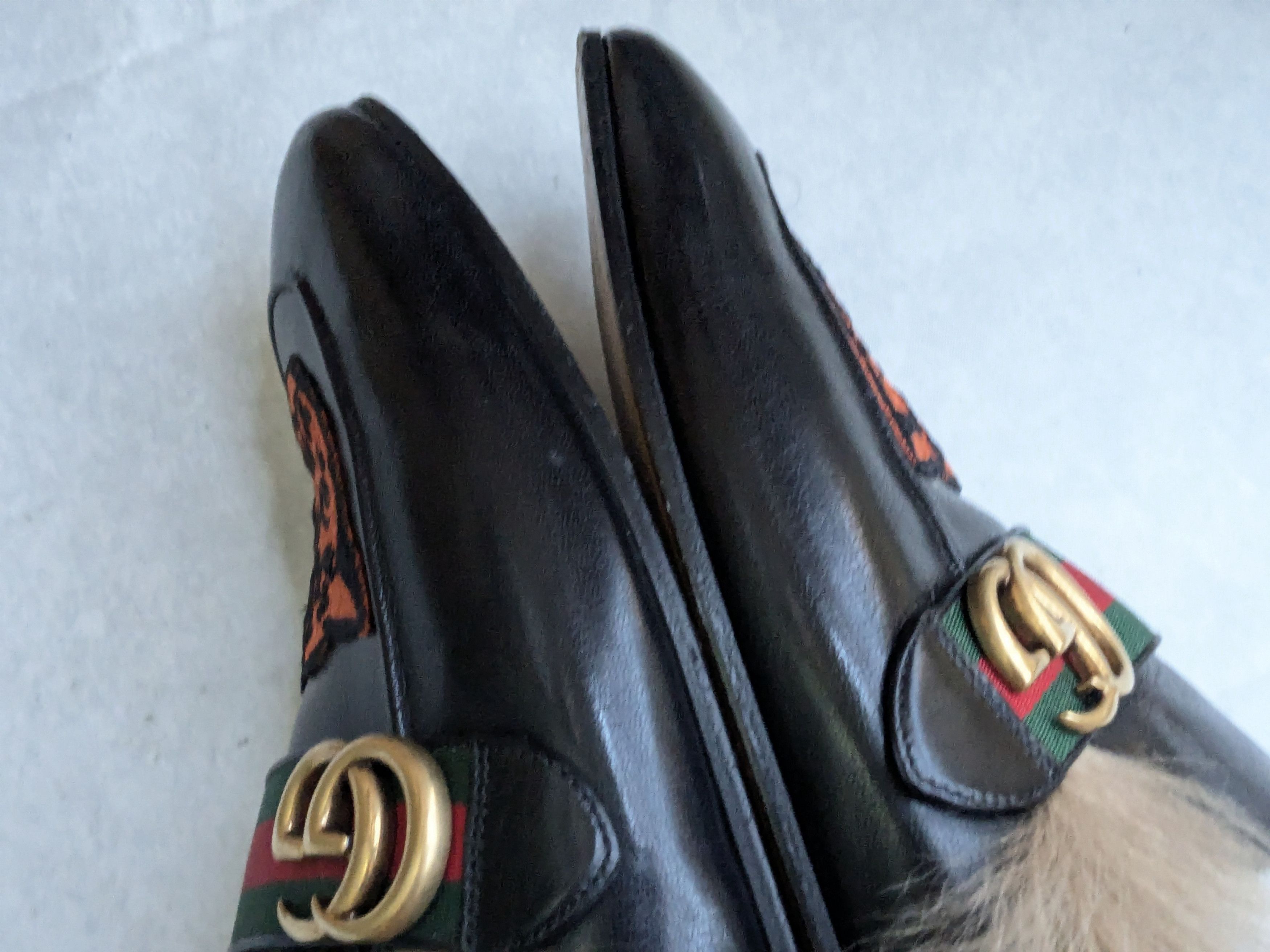 Gucci Princetown Horsebit Loafers 11 Black Leather Mules Fur display picture 2