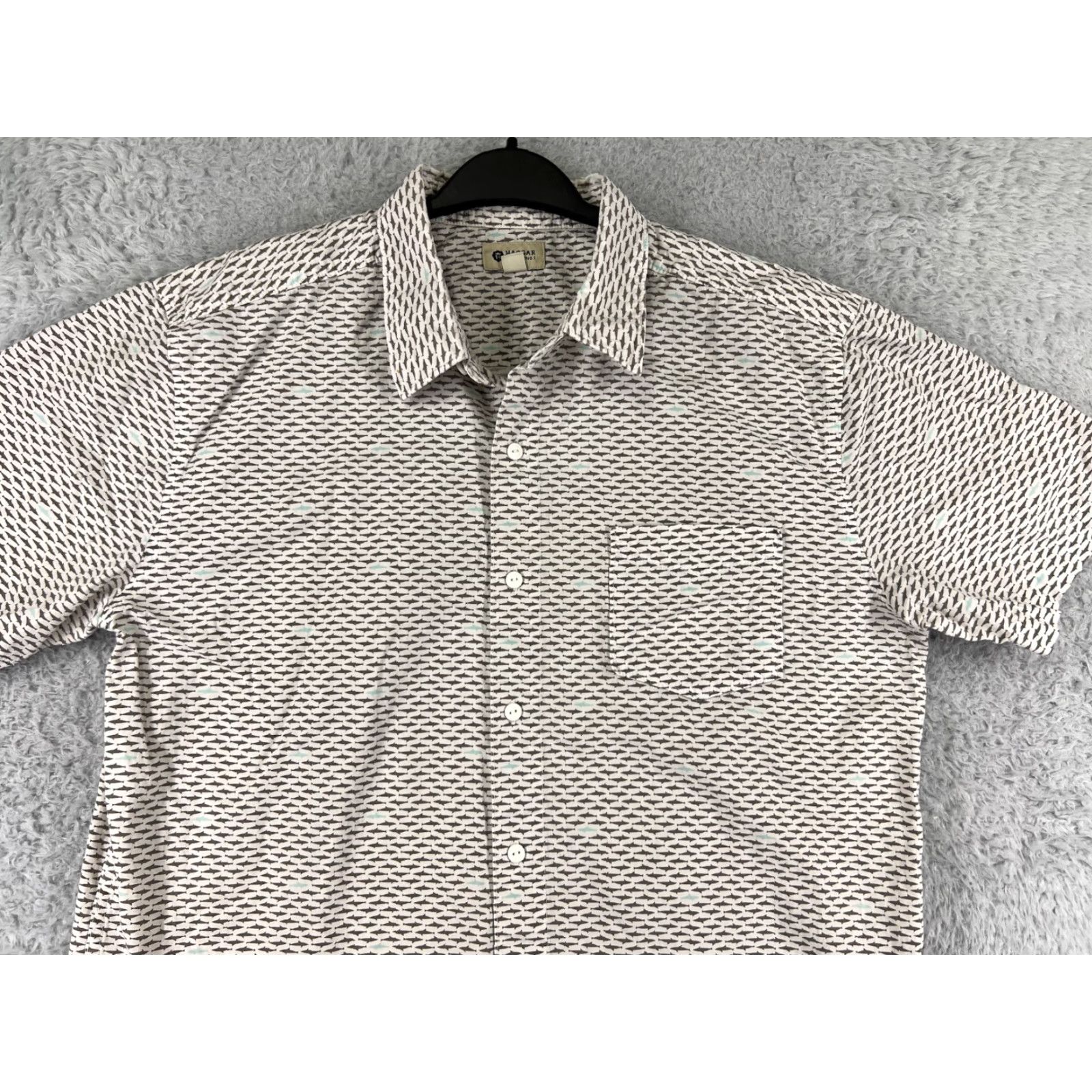 Haggar Haggar Button-Up Shirt Mens Large White Hawaiian Aloha Beach Vacation Resort 100% Cotton Short Sleeve Shirt Mens White Haggar Size US L / EU 52-54 / 3 - 5 Thumbnail
