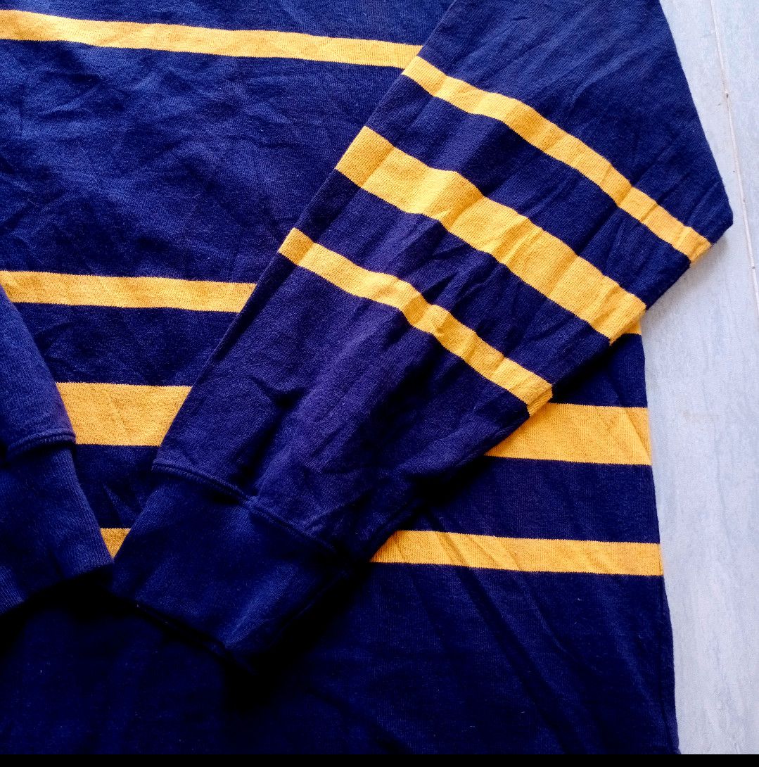 Polo Ralph Lauren Vintage 90s Polo Ralph Lauren Knit Striped Rugby Shirt Navy Size US M / EU 48-50 / 2 - 3 Thumbnail