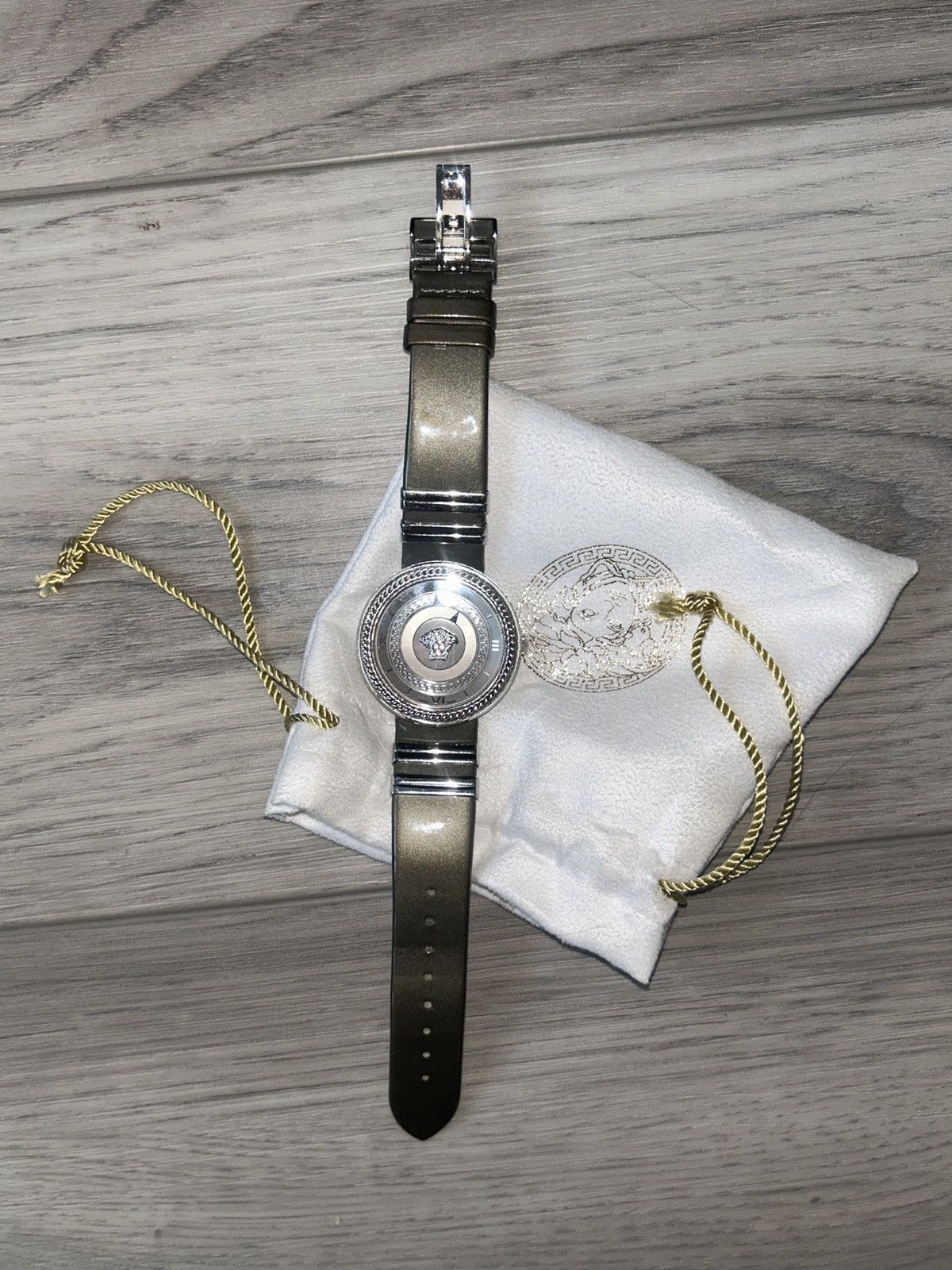 Versace Versace Genuine Leather Silver Watch Size ONE SIZE - 1 Thumbnail