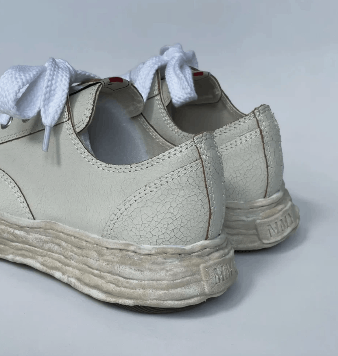 Maison MIHARA YASUHIRO Cream Cracked Leather ‘Peterson’ Sneakers Size US 10 / EU 43 - 12 Thumbnail
