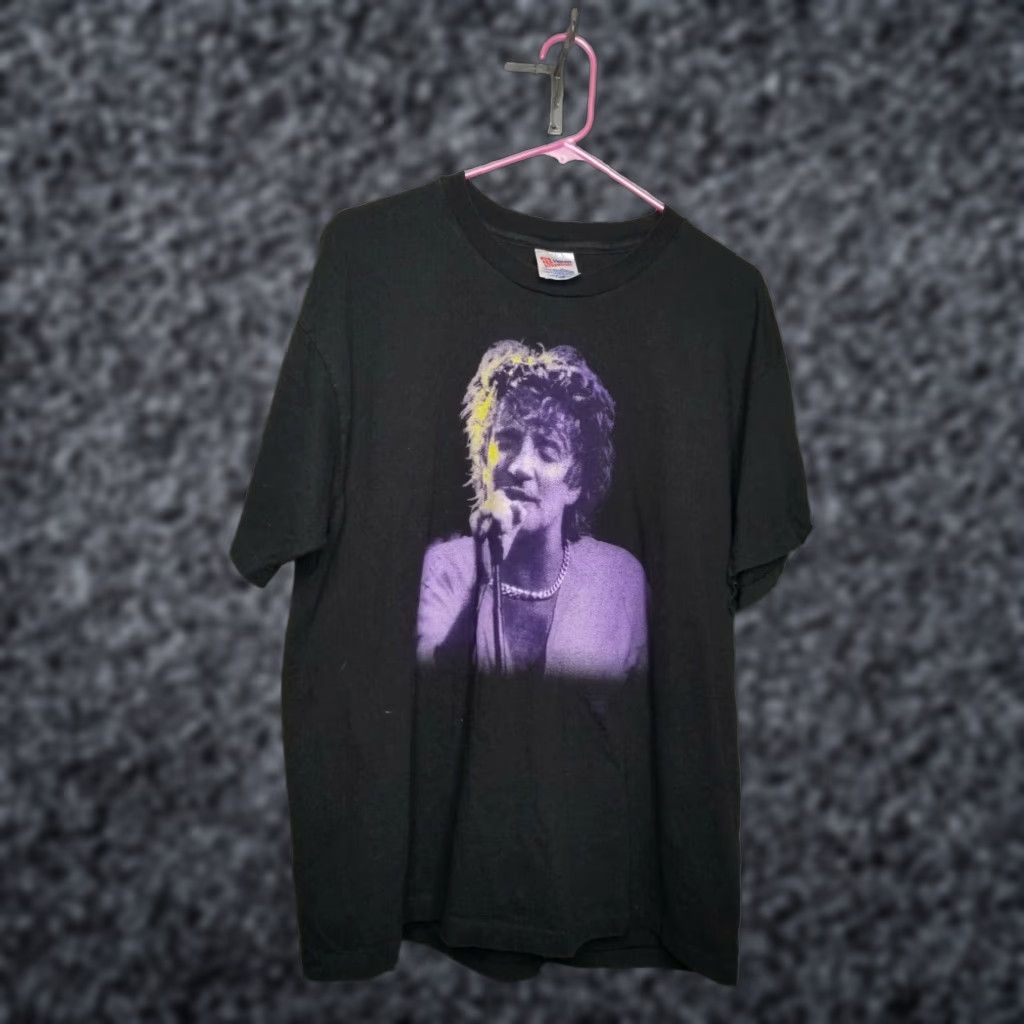 Hanes VINTAGE 90s Rod Stewart Concert Tour Graphic Tee Black XL Unisex Adult Size US XL / EU 56 / 4 - 1 Thumbnail